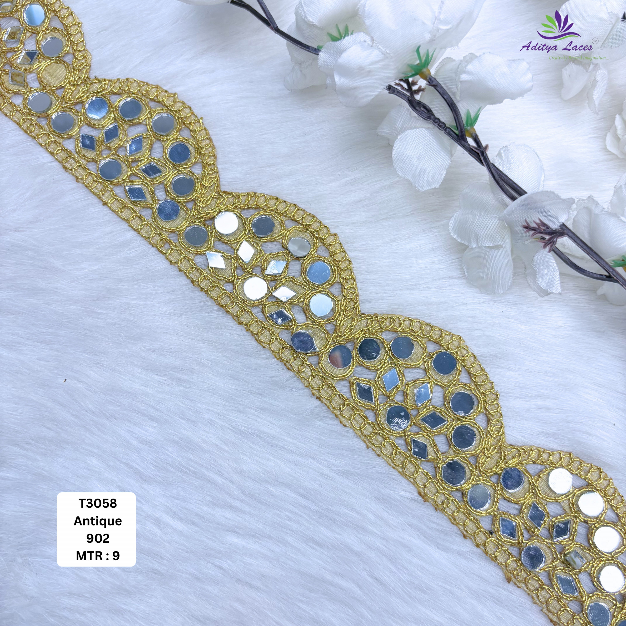 Decorative Tissue Handwork Lace Border for Saree Bridal Ethnic Wear