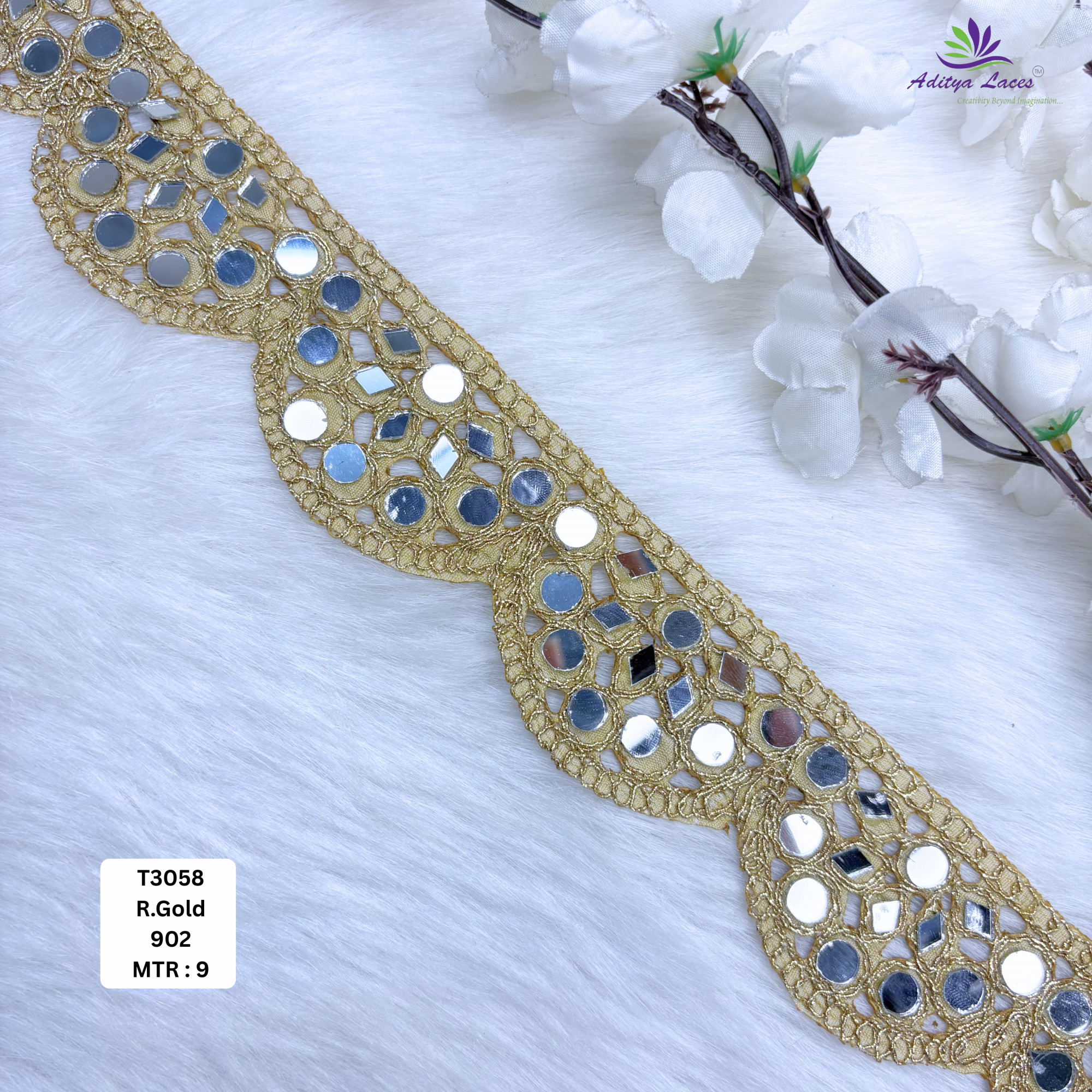 Decorative Tissue Handwork Lace Border for Saree Bridal Ethnic Wear