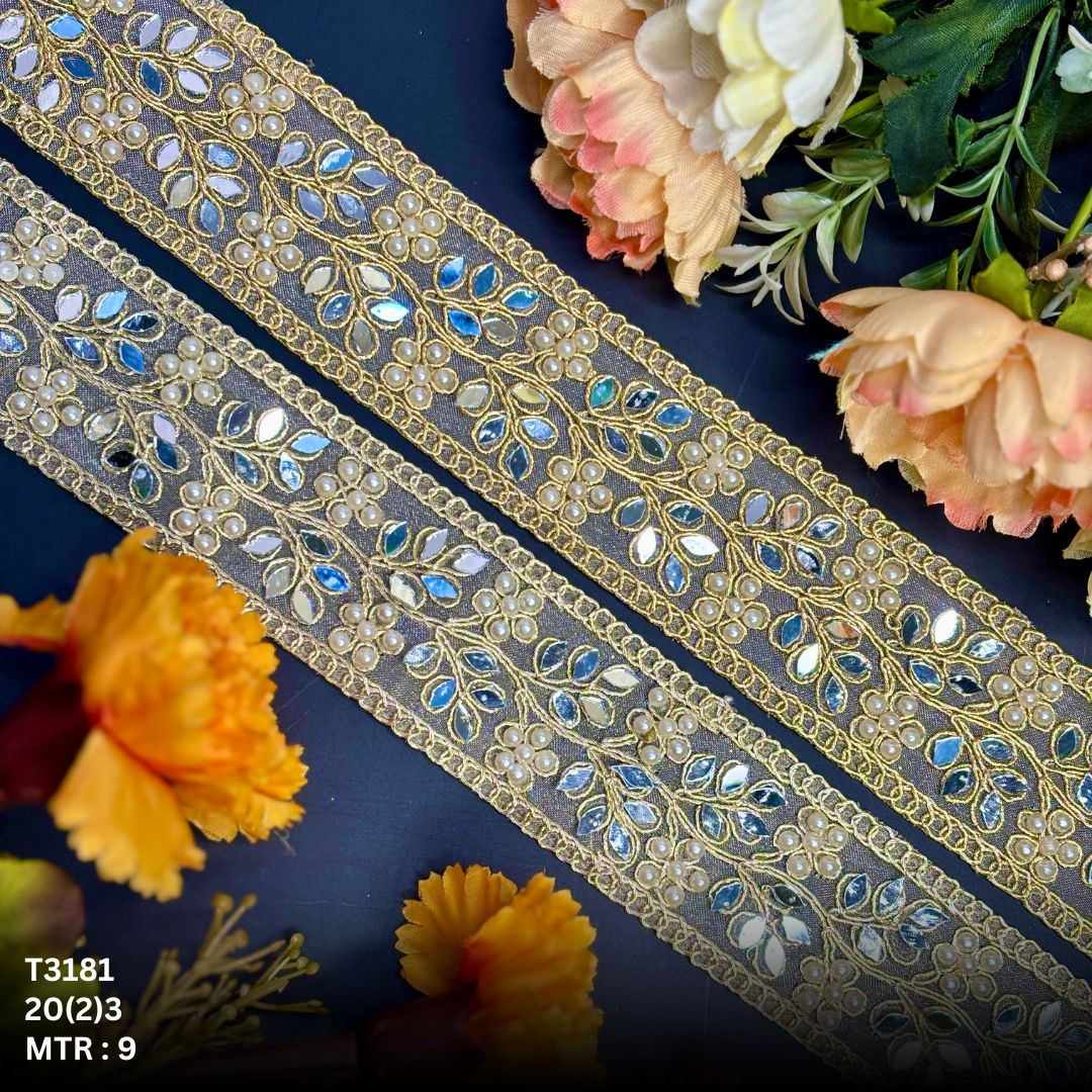 Traditional Tissue Handwork Lace Border for Saree Bridal Ethnic Wear