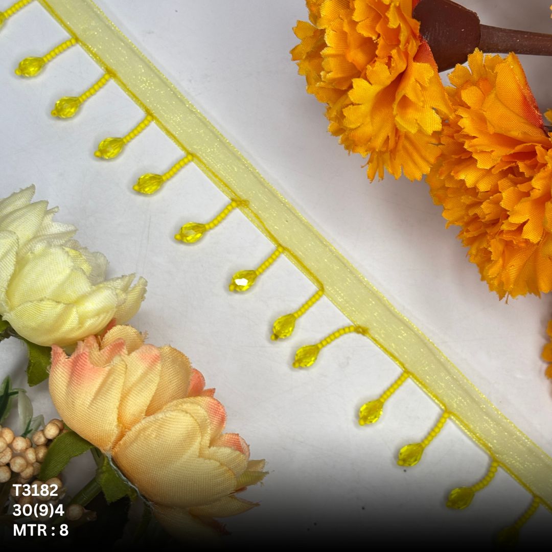 Handcrafted Gold Pearl Moti Lace Trim