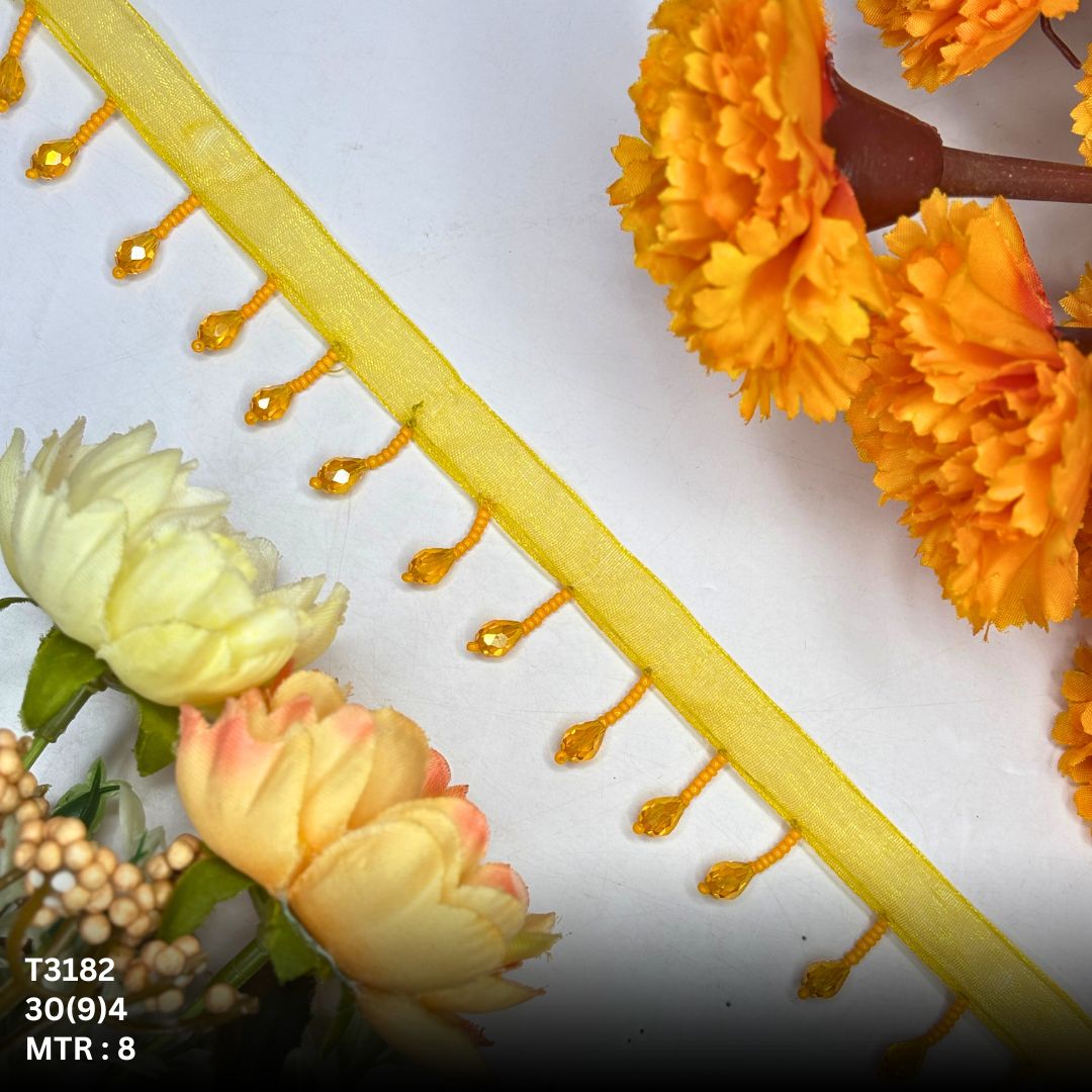 Handcrafted Gold Pearl Moti Lace Trim