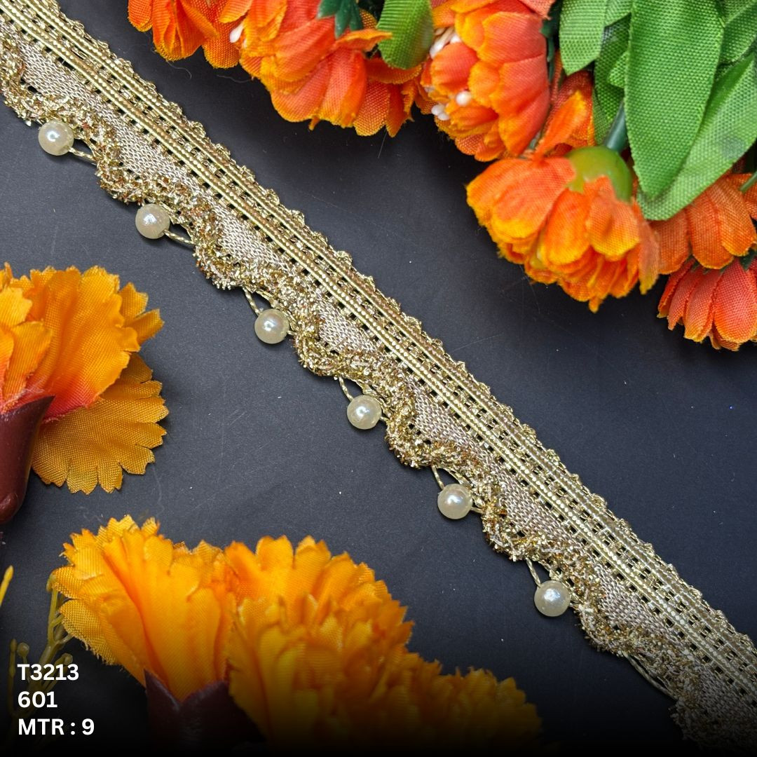 Bridal Gold Pearl Moti Lace Trim