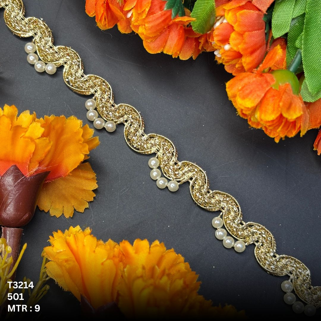 Decorative Gold Pearl Moti Lace Trim