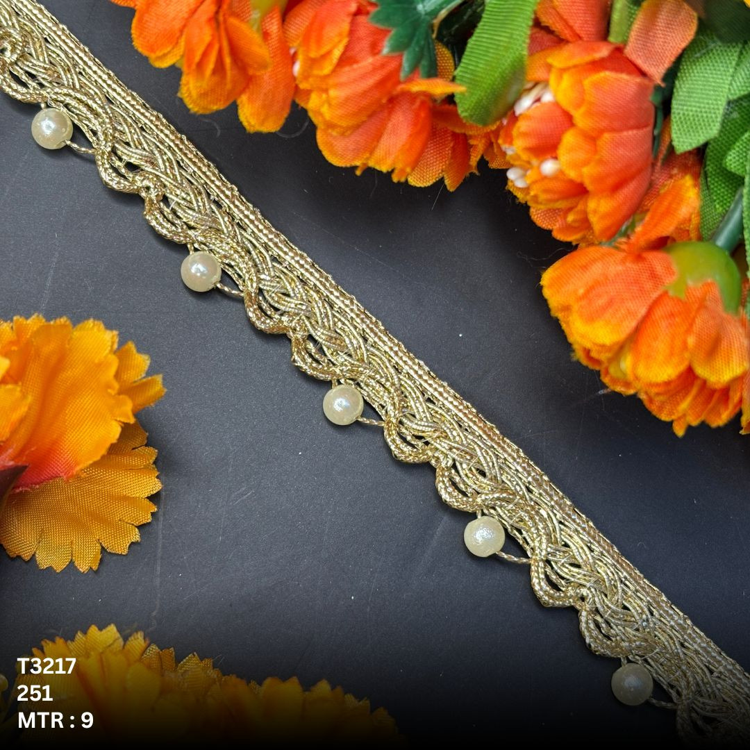Luxury Gold Pearl Moti Lace Trim