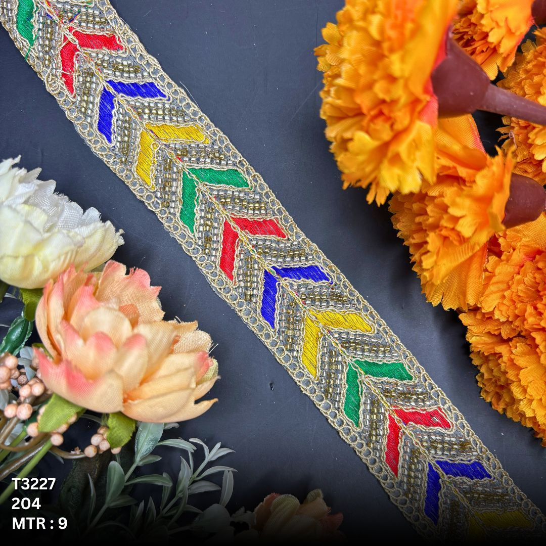Fancy Handcrafted Beaded Border for Designer Outfits