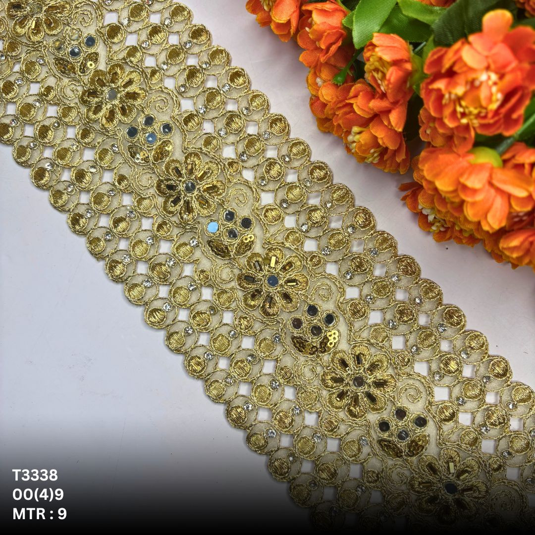 Luxury Tissue Handwork Lace Border for Saree Bridal Ethnic Wear