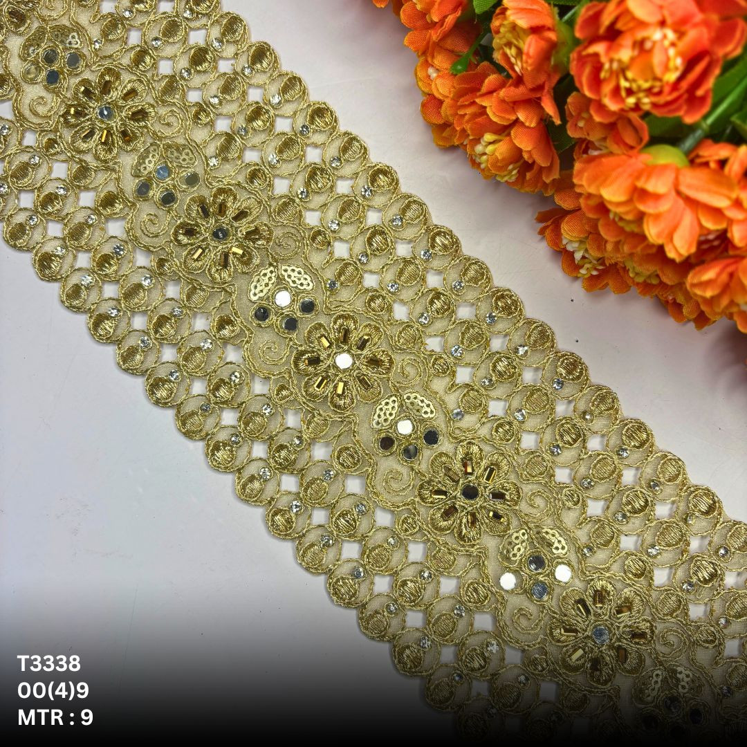 Luxury Tissue Handwork Lace Border for Saree Bridal Ethnic Wear