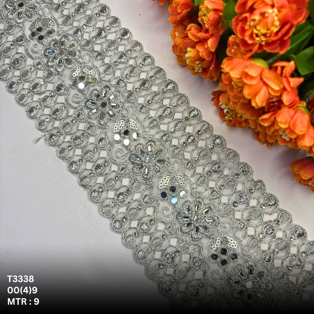 Luxury Tissue Handwork Lace Border for Saree Bridal Ethnic Wear