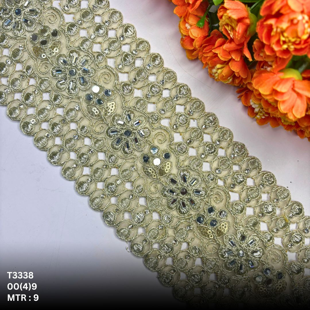 Luxury Tissue Handwork Lace Border for Saree Bridal Ethnic Wear