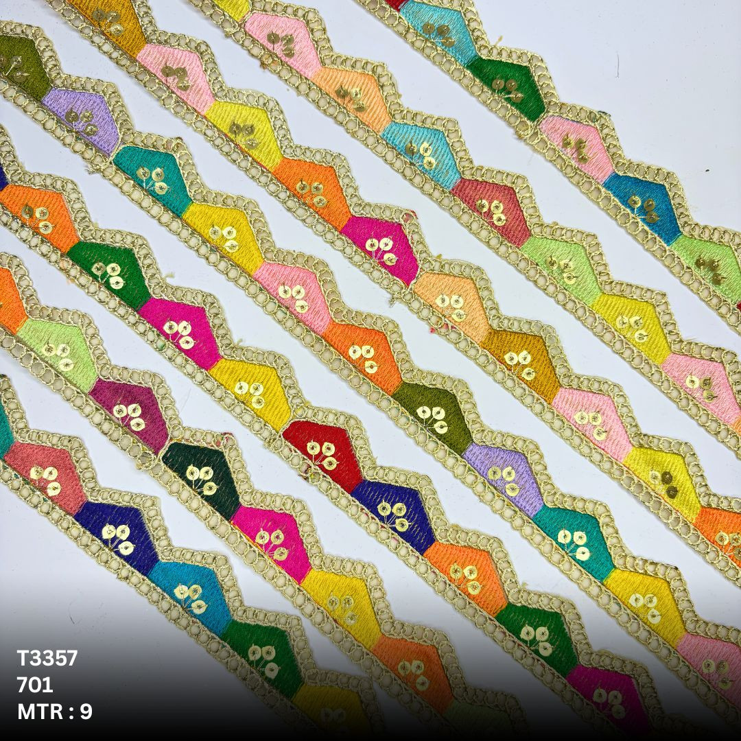 Bridal Tissue Lace Border with Sequins Work for Saree Bridal Wear