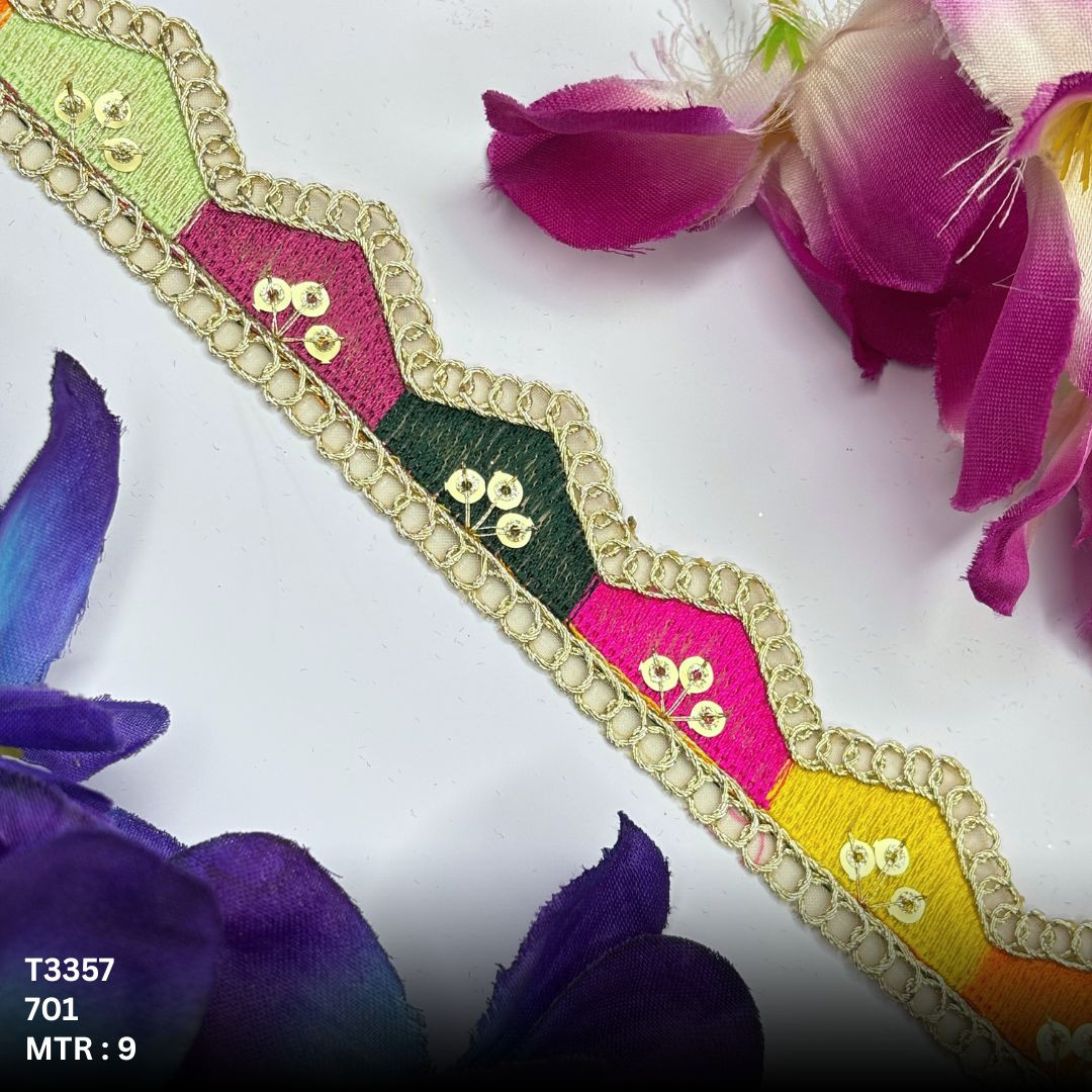 Bridal Tissue Lace Border with Sequins Work for Saree Bridal Wear