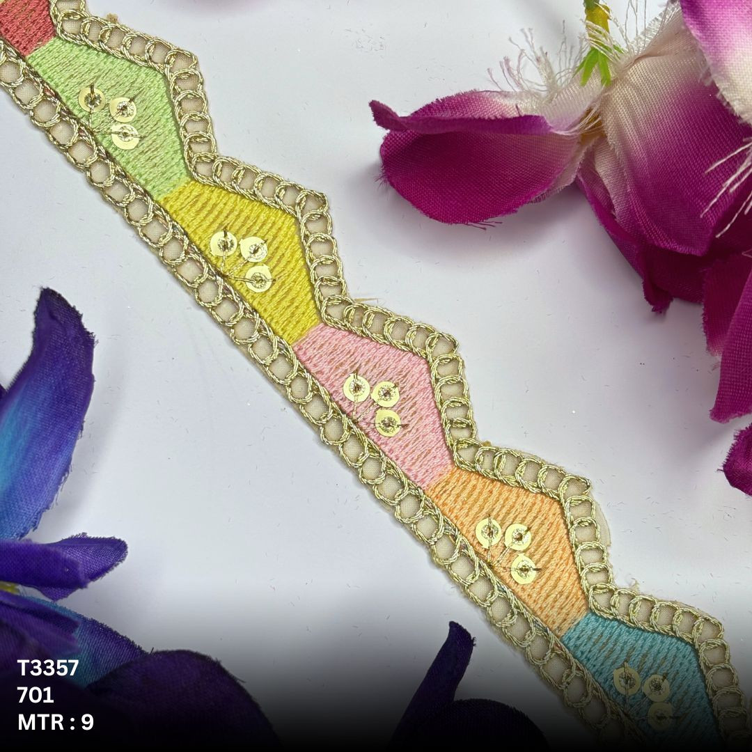 Bridal Tissue Lace Border with Sequins Work for Saree Bridal Wear