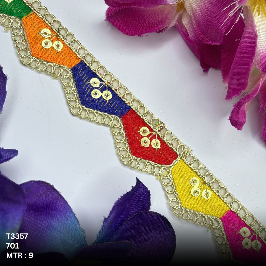 Bridal Tissue Lace Border with Sequins Work for Saree Bridal Wear