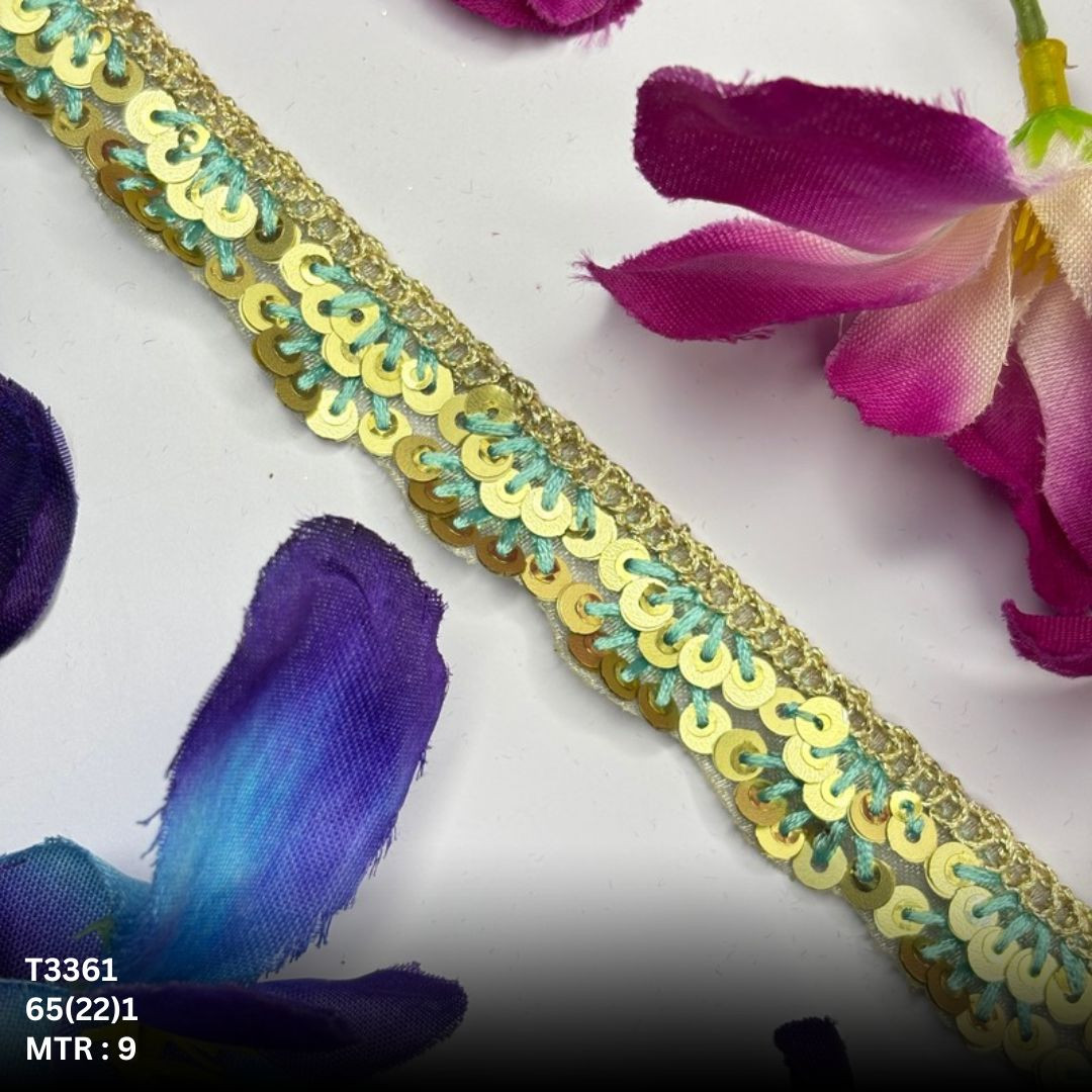 Fancy Tissue Lace Border with Sequins Work for Saree Bridal Wear