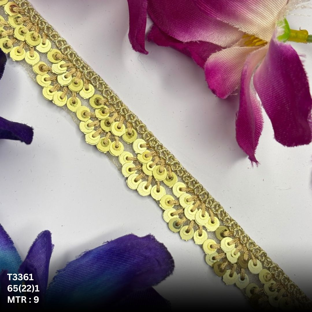 Fancy Tissue Lace Border with Sequins Work for Saree Bridal Wear