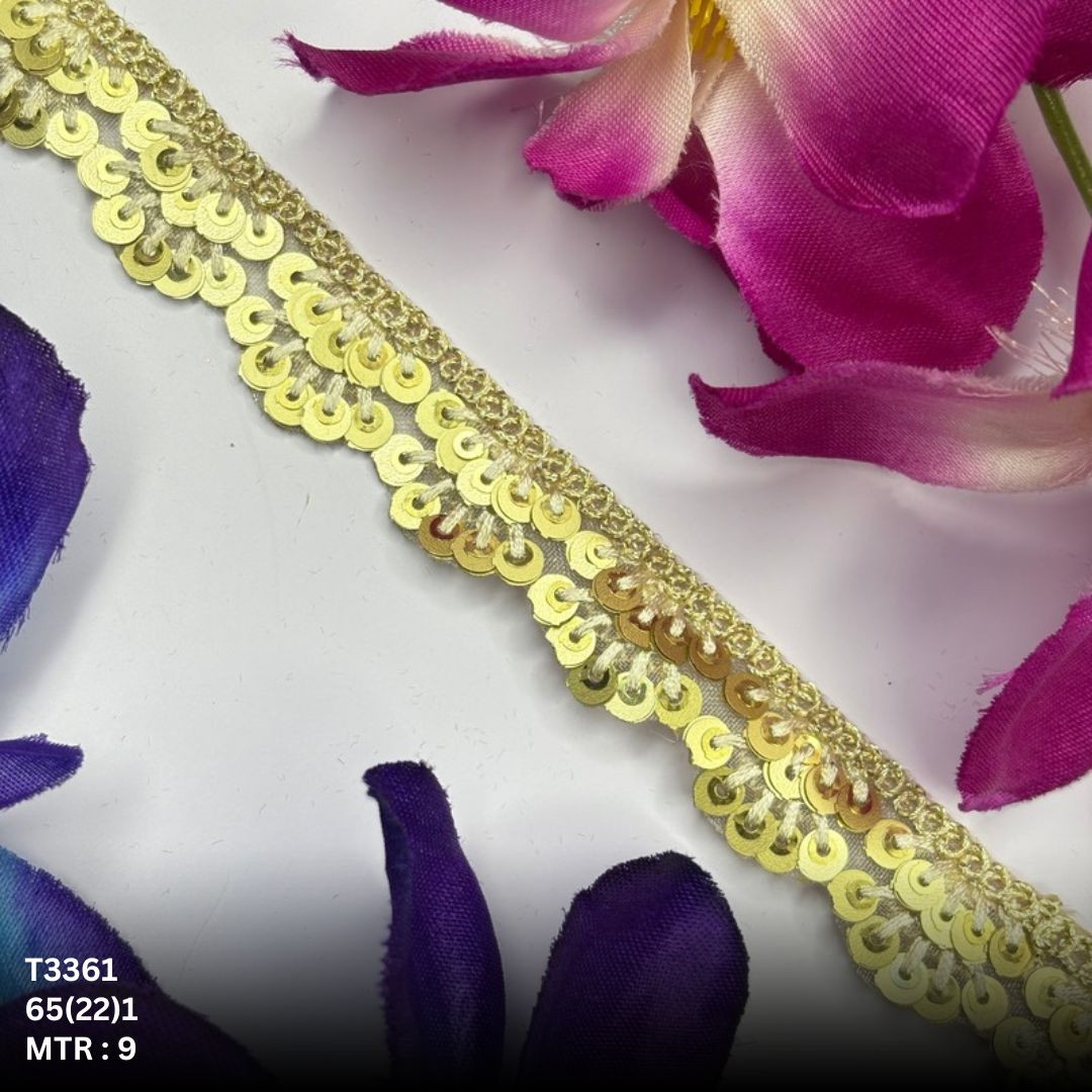 Fancy Tissue Lace Border with Sequins Work for Saree Bridal Wear