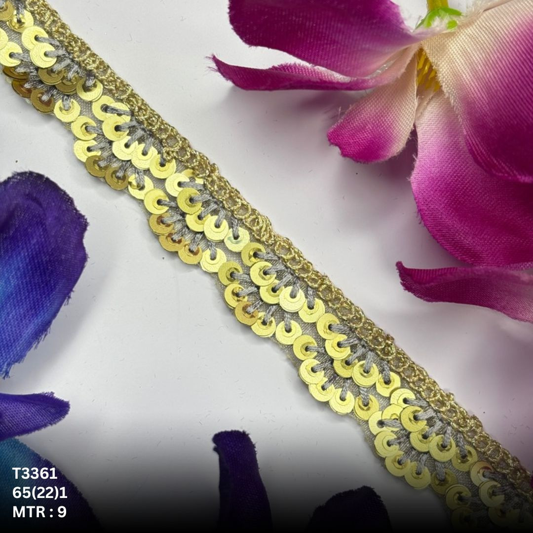 Fancy Tissue Lace Border with Sequins Work for Saree Bridal Wear