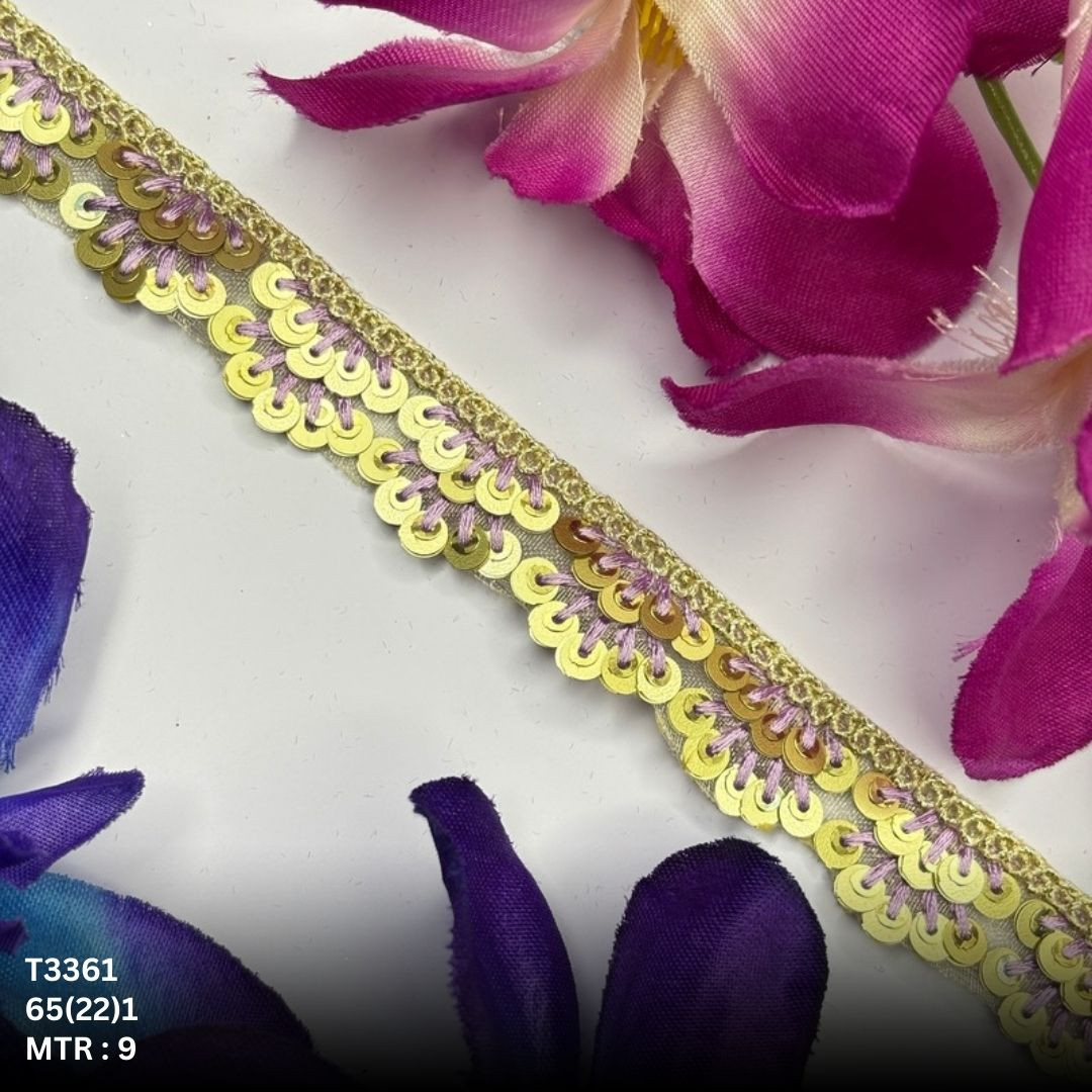 Fancy Tissue Lace Border with Sequins Work for Saree Bridal Wear