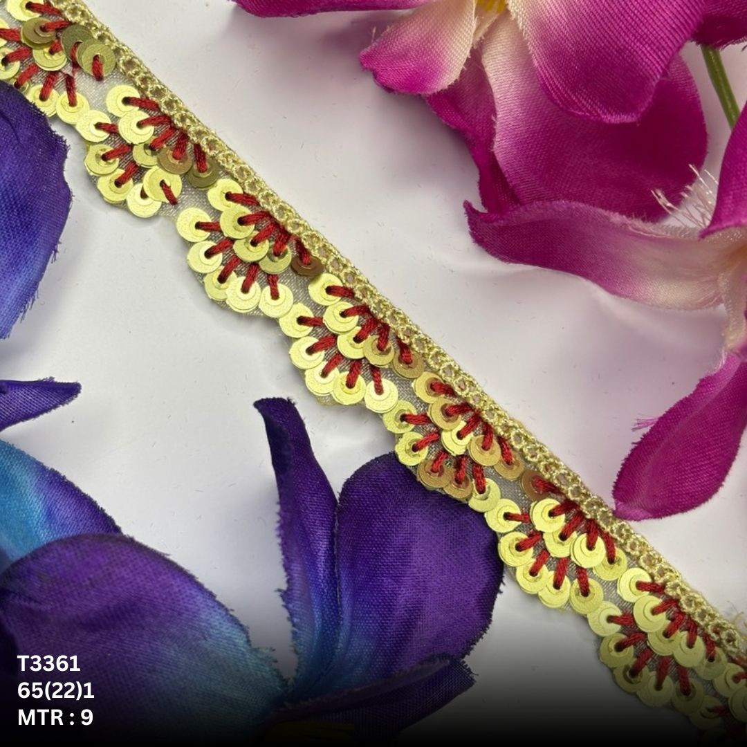Fancy Tissue Lace Border with Sequins Work for Saree Bridal Wear