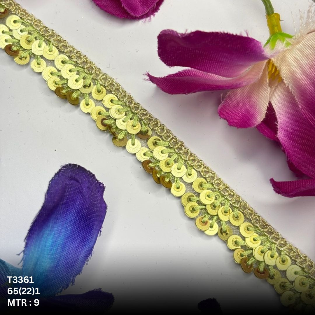 Fancy Tissue Lace Border with Sequins Work for Saree Bridal Wear