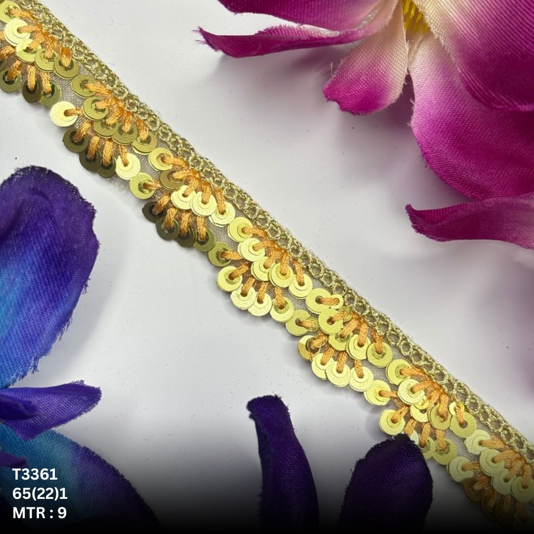 Fancy Tissue Lace Border with Sequins Work for Saree Bridal Wear