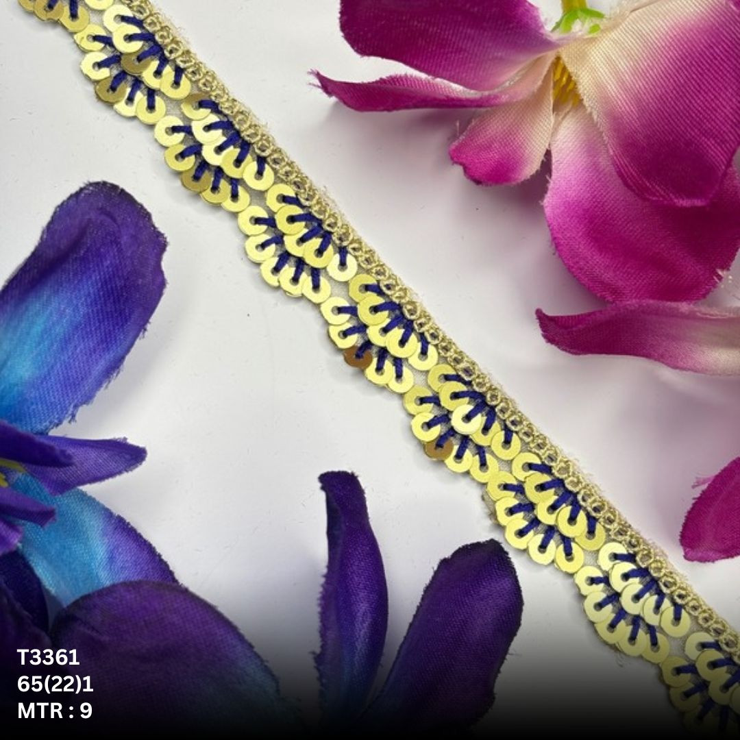Fancy Tissue Lace Border with Sequins Work for Saree Bridal Wear