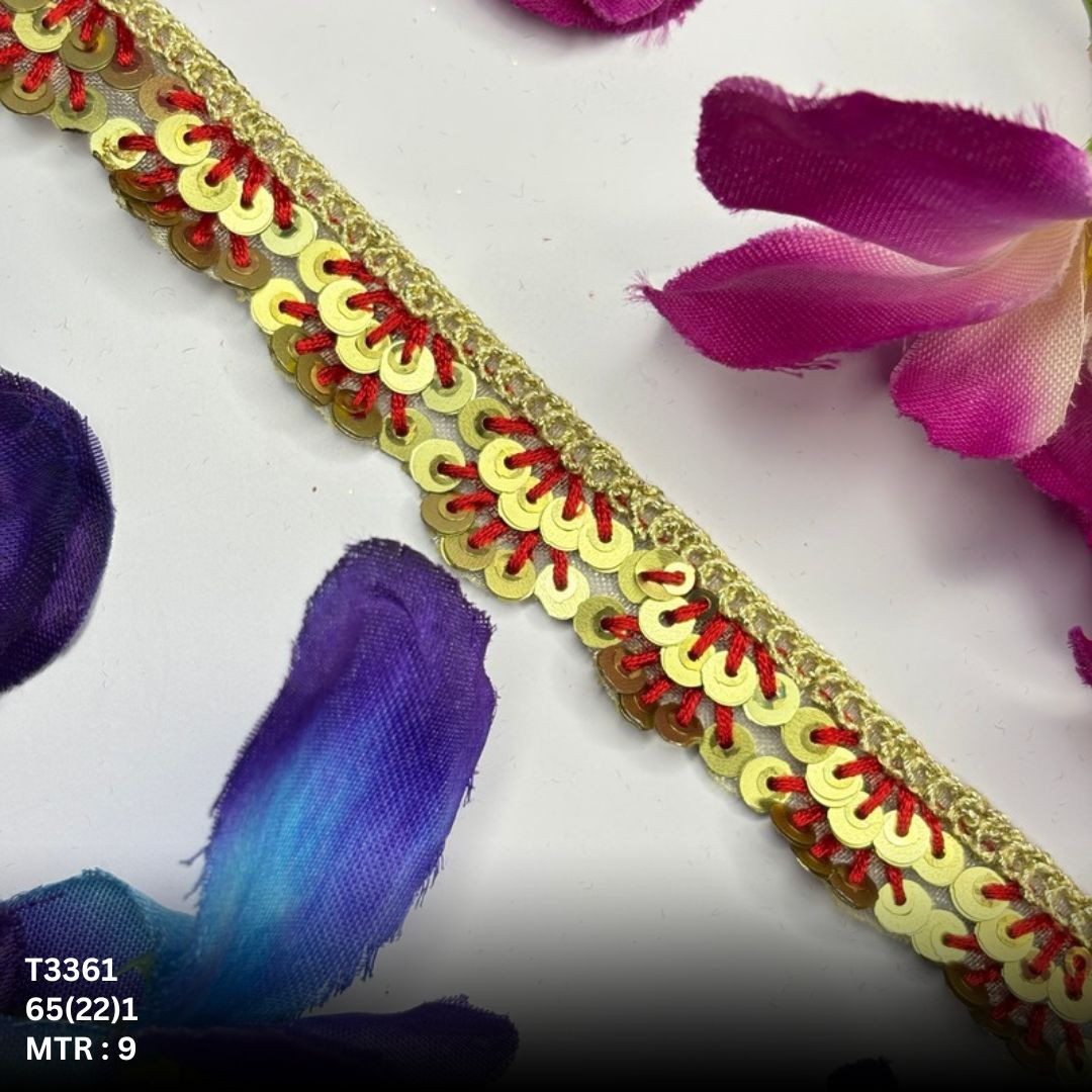 Fancy Tissue Lace Border with Sequins Work for Saree Bridal Wear