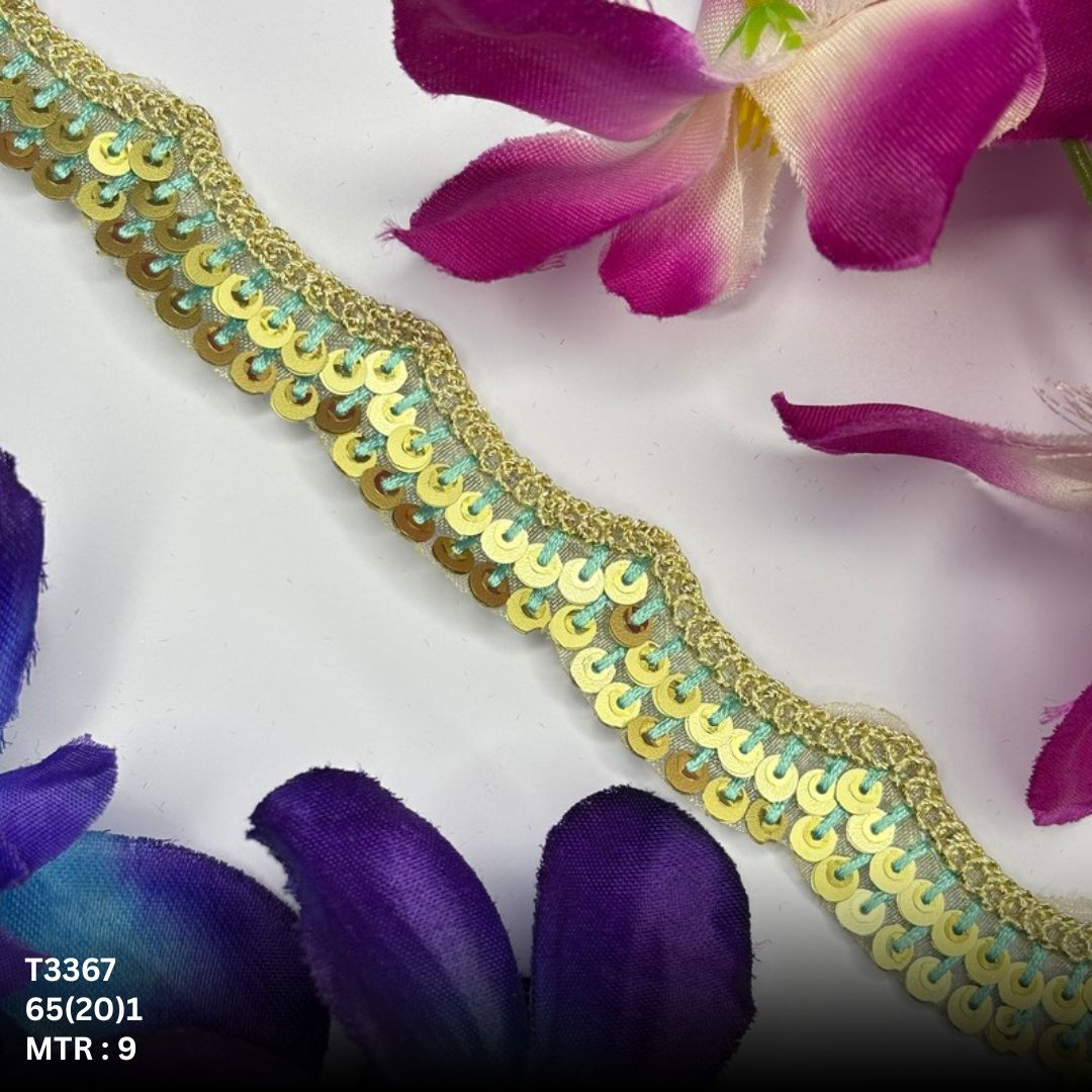 Fancy Tissue Lace Border with Sequins Work for Saree Bridal Wear