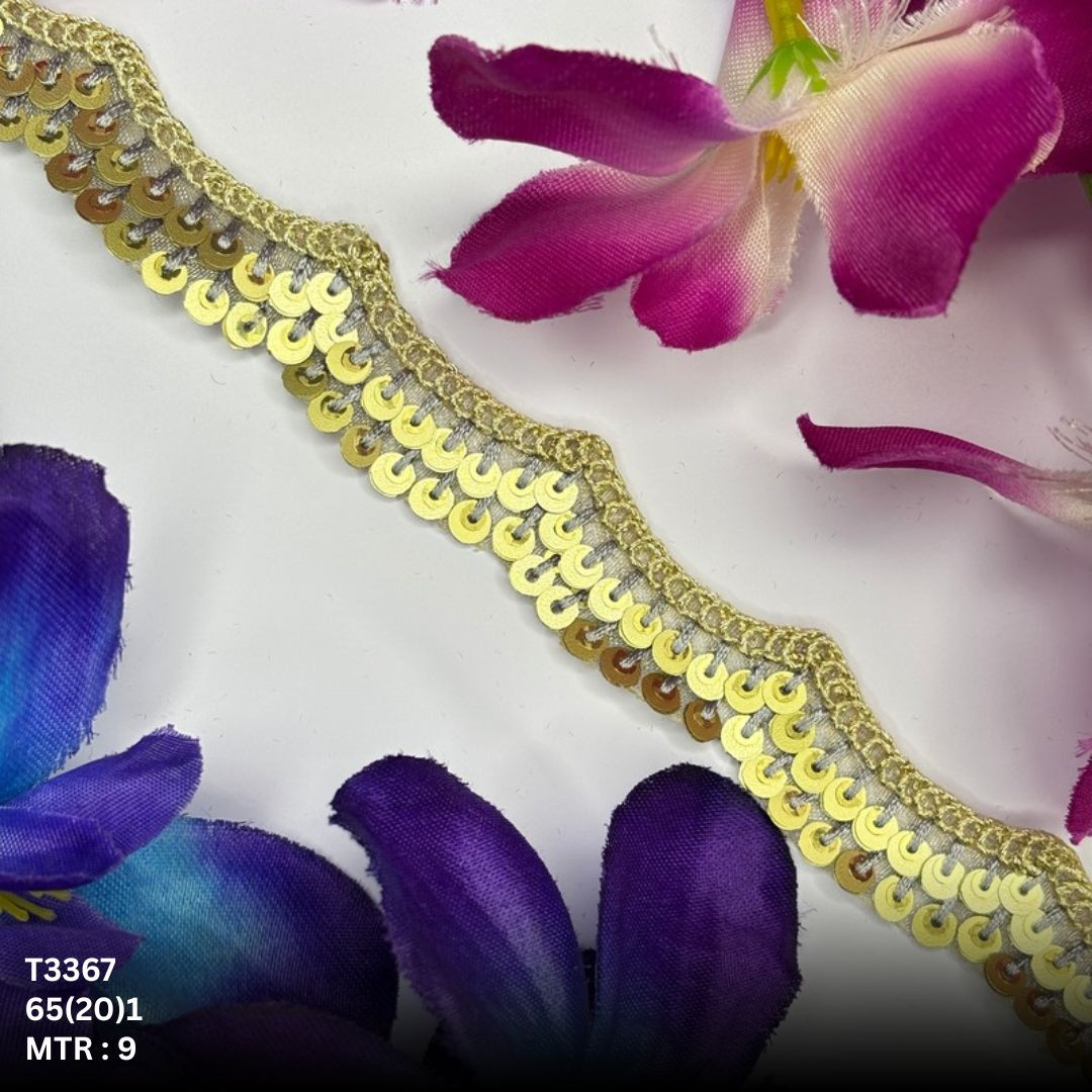 Fancy Tissue Lace Border with Sequins Work for Saree Bridal Wear
