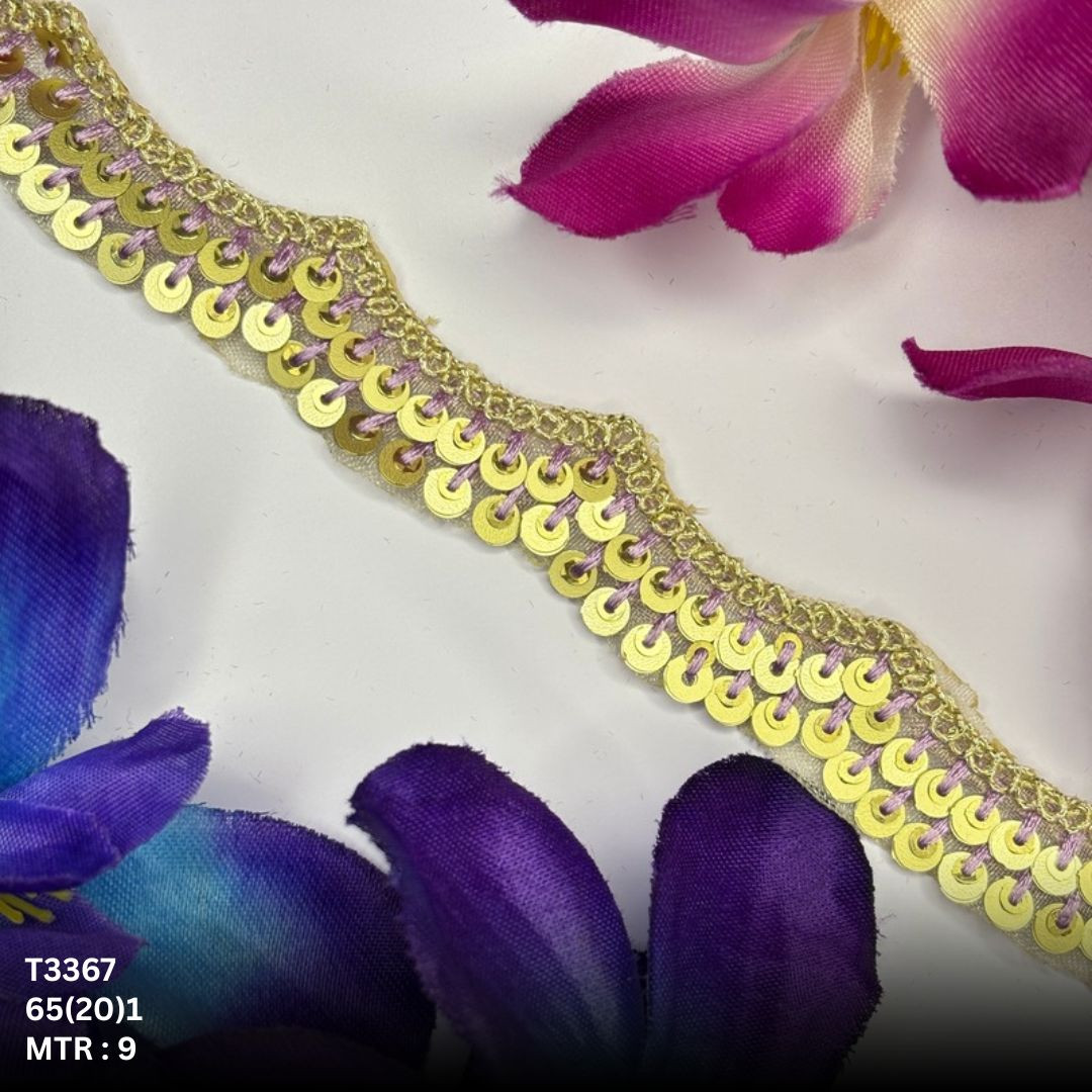 Fancy Tissue Lace Border with Sequins Work for Saree Bridal Wear