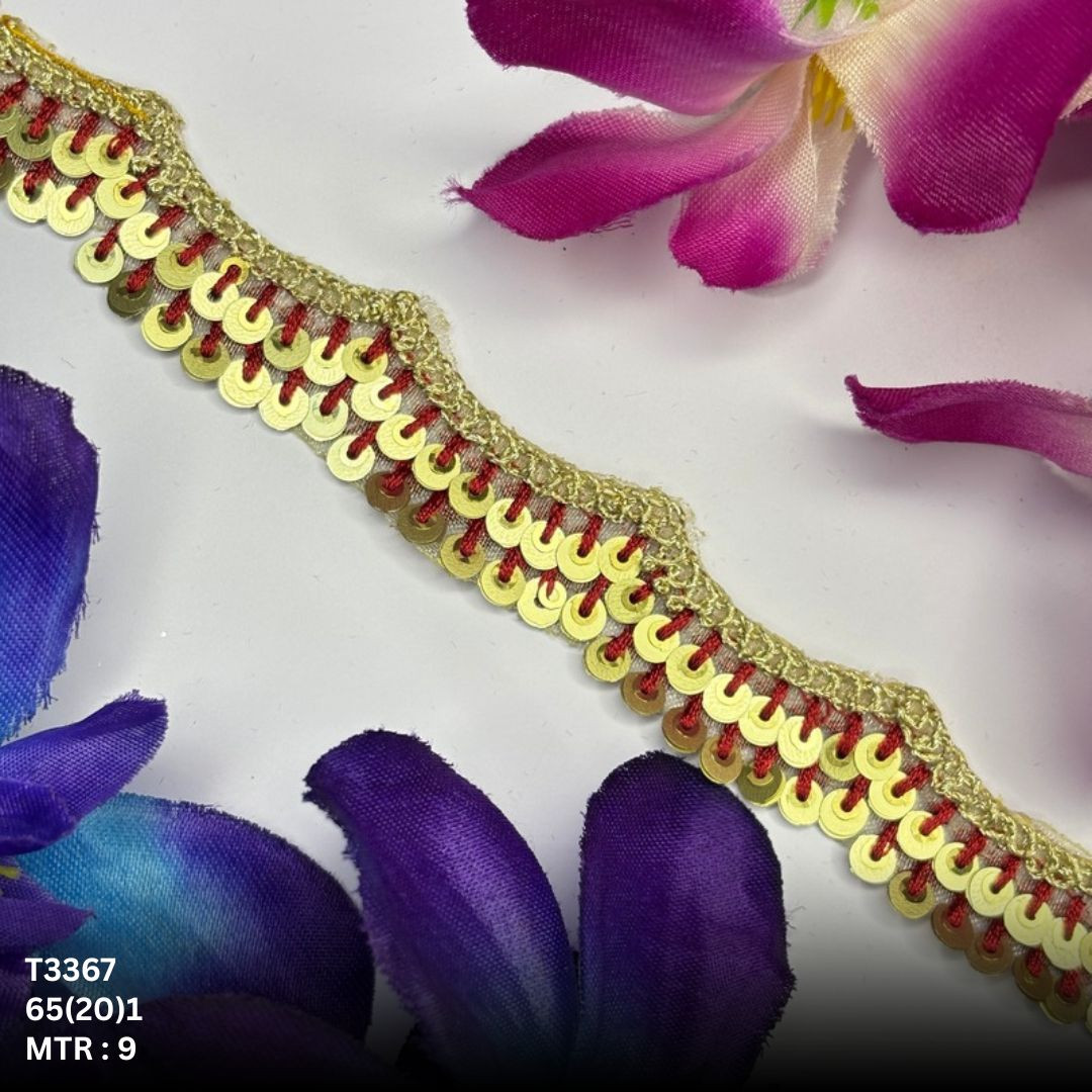 Fancy Tissue Lace Border with Sequins Work for Saree Bridal Wear