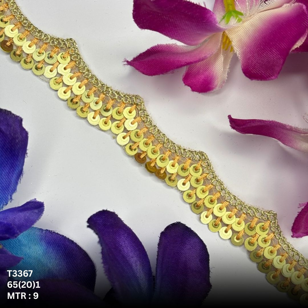 Fancy Tissue Lace Border with Sequins Work for Saree Bridal Wear