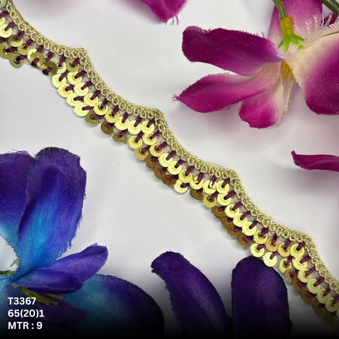 Fancy Tissue Lace Border with Sequins Work for Saree Bridal Wear