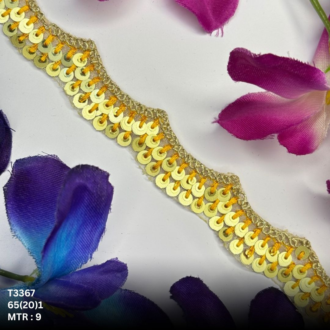 Fancy Tissue Lace Border with Sequins Work for Saree Bridal Wear