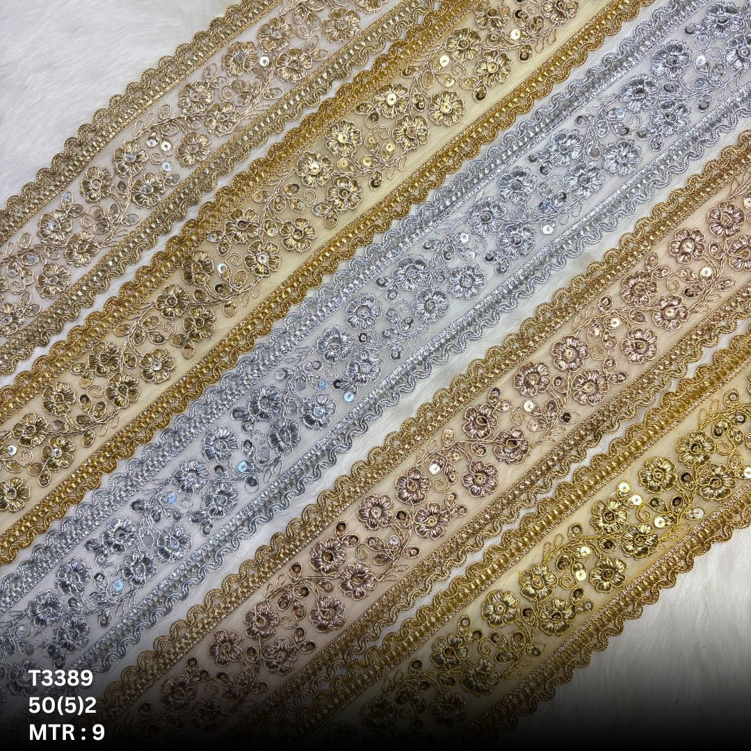 Classic Tissue Lace Border with Sequins Work for Saree Bridal Wear