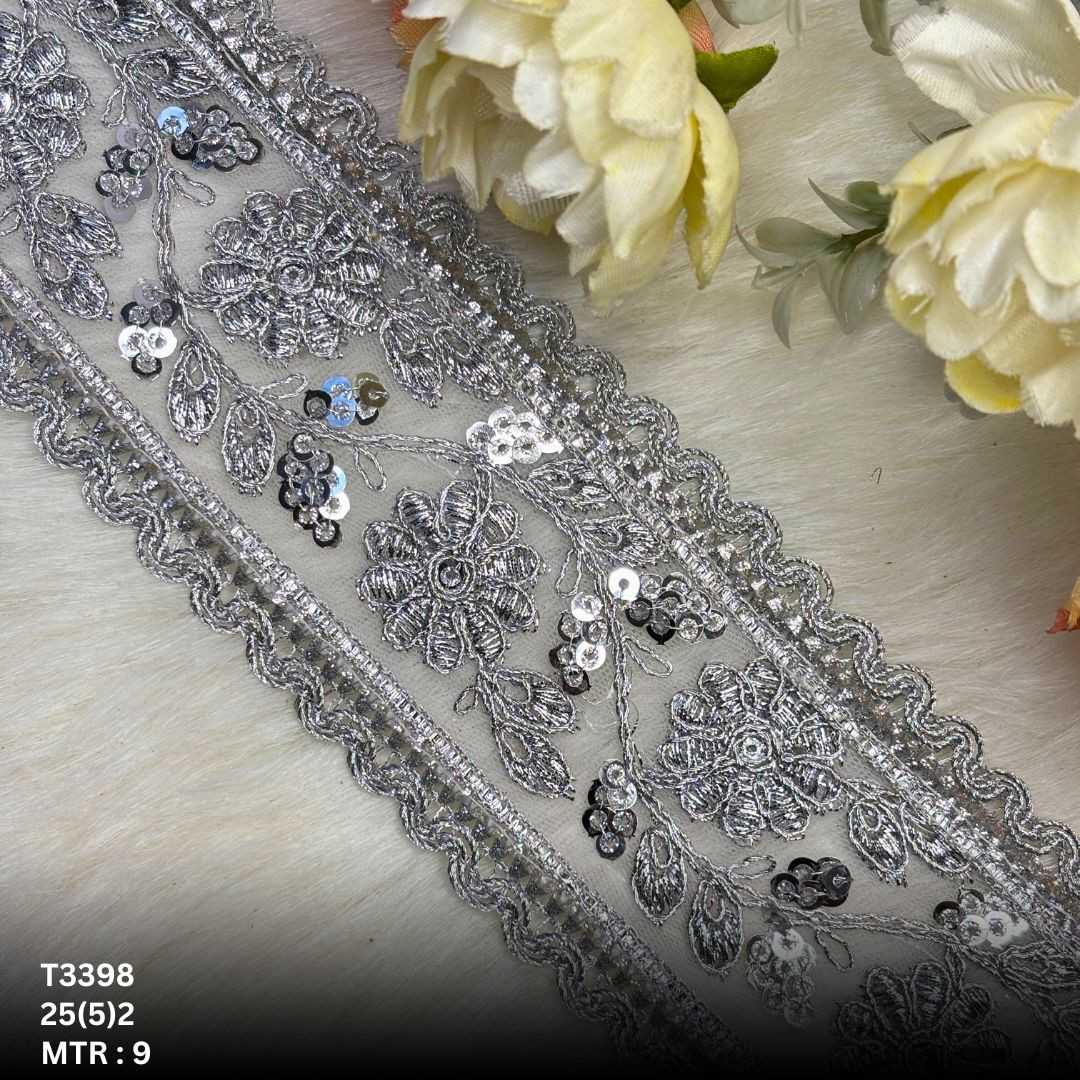 Gold Tissue Handwork Embroidery Lace Trim Designer Saree Border Bridal Decorative Lace Wholesale Supplier