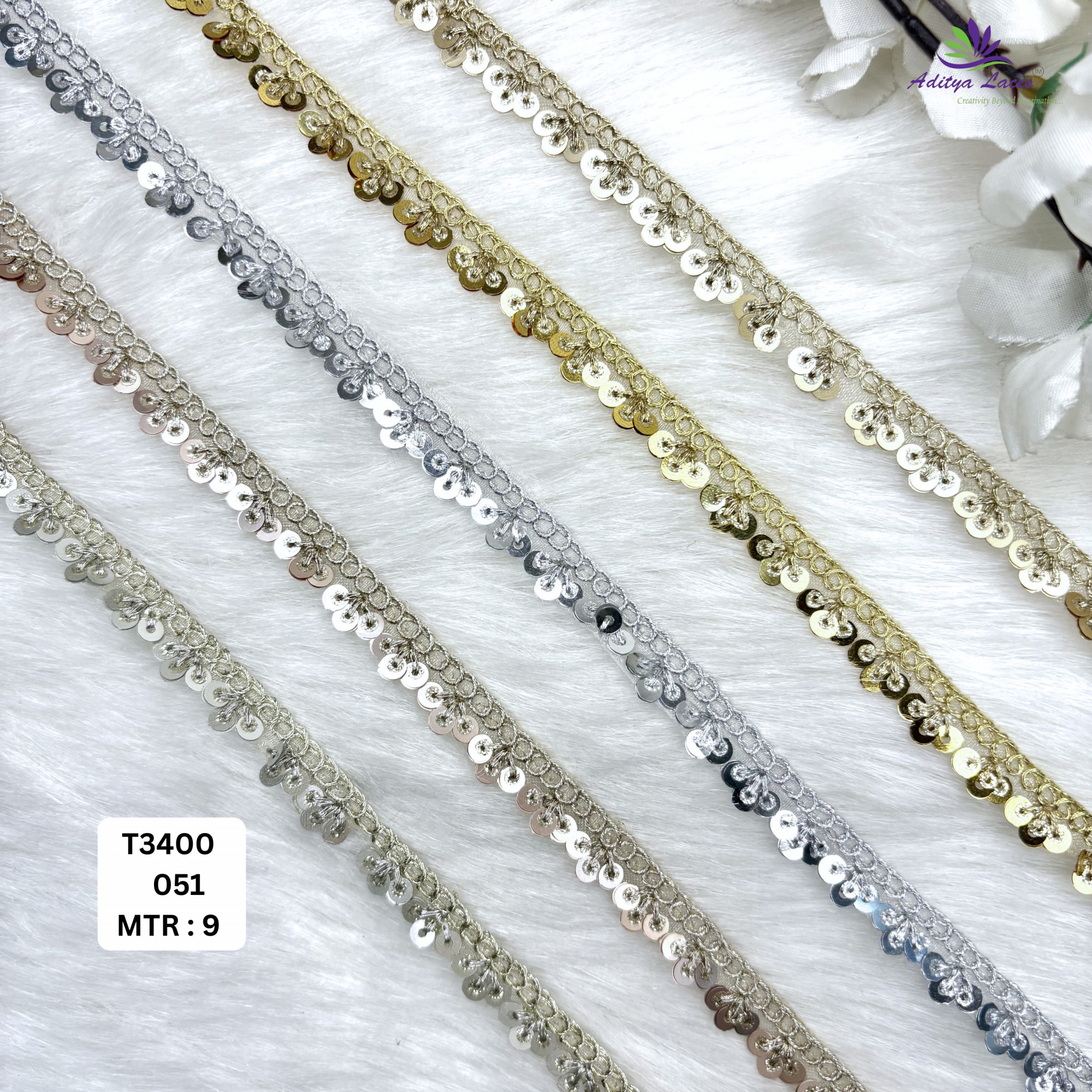 Designer Tissue Lace Border with Sequins Work for Saree Bridal Wear