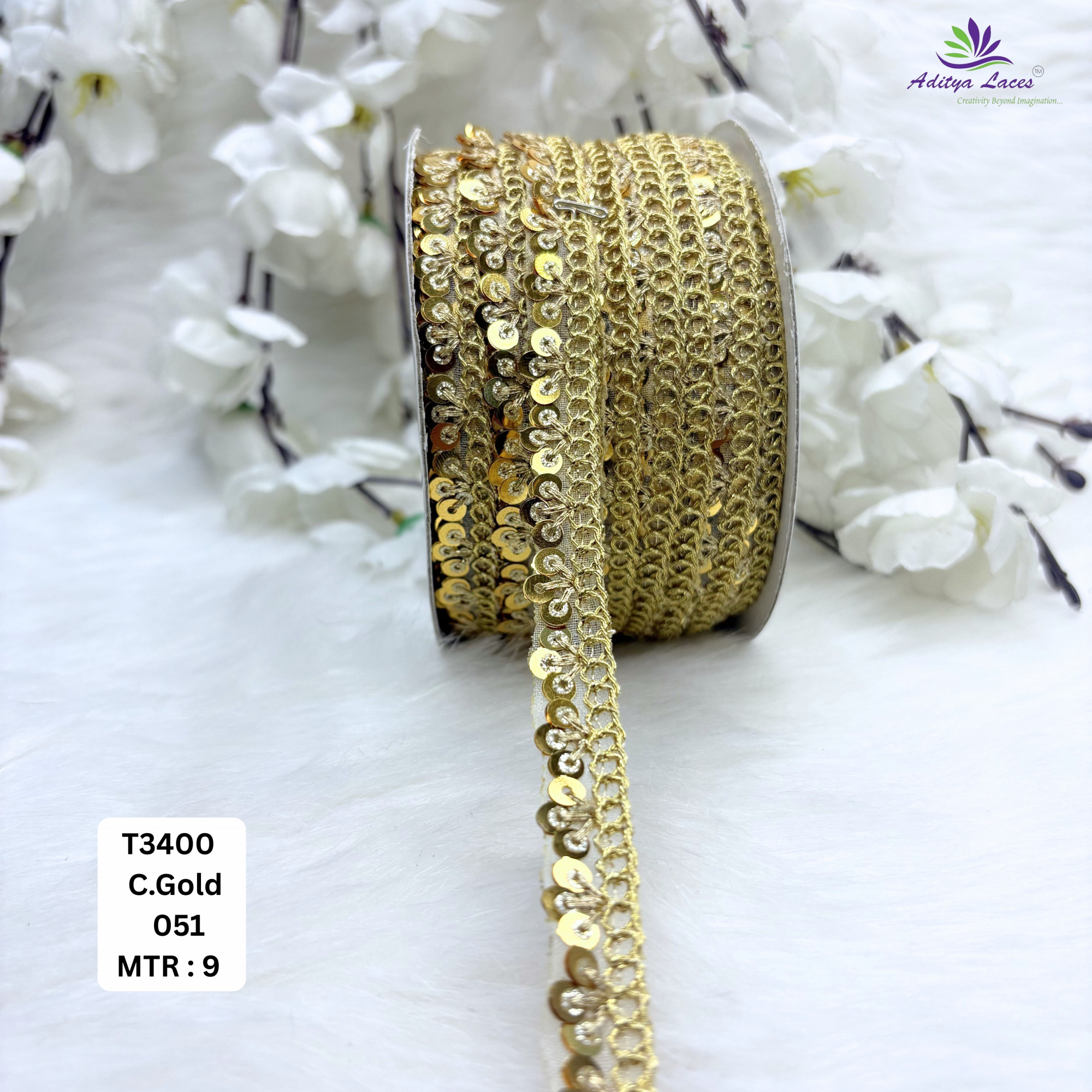 Designer Tissue Lace Border with Sequins Work for Saree Bridal Wear
