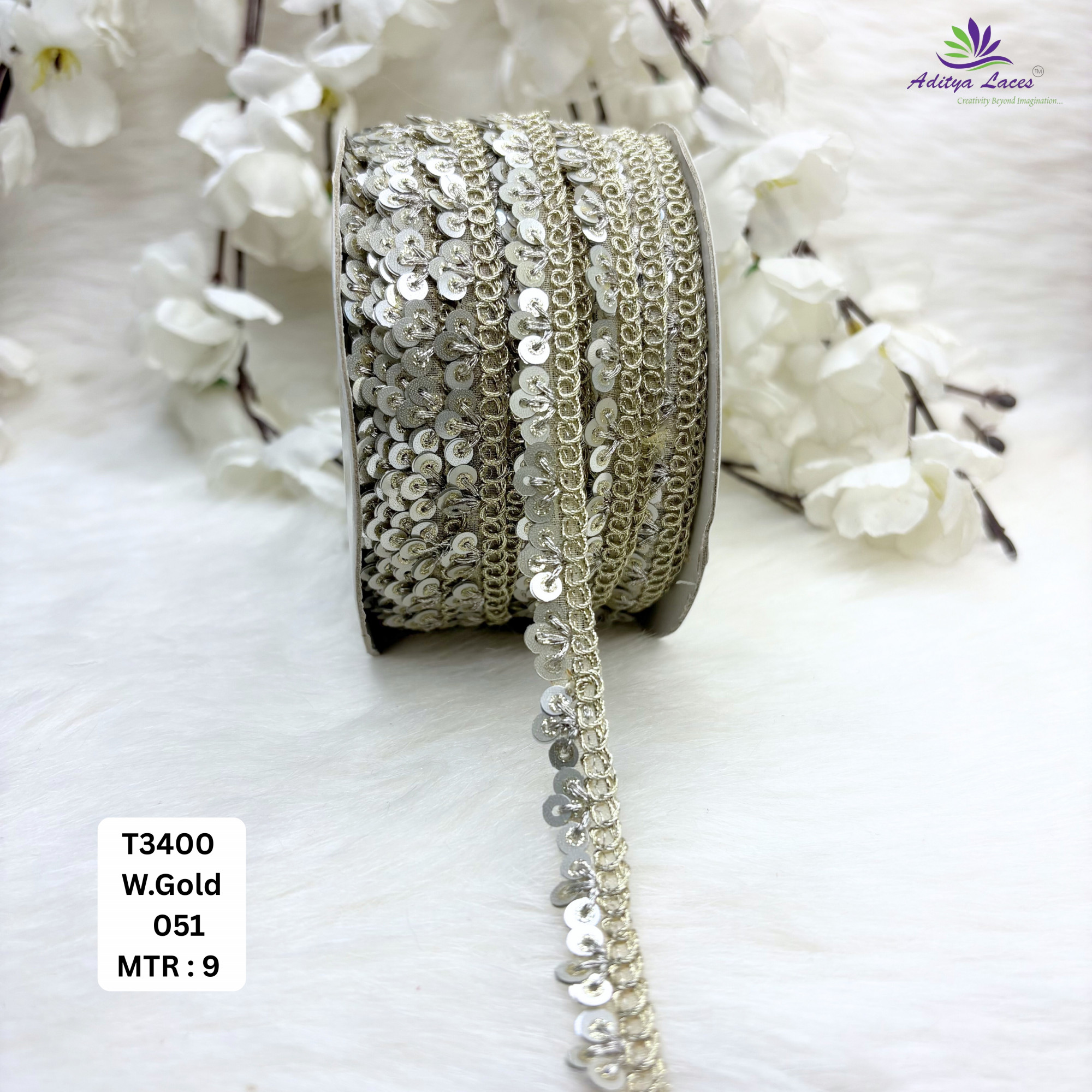 Designer Tissue Lace Border with Sequins Work for Saree Bridal Wear