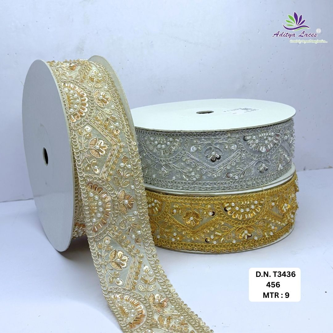 Traditional Ethnic Beads Lace Border for Saree Blouse