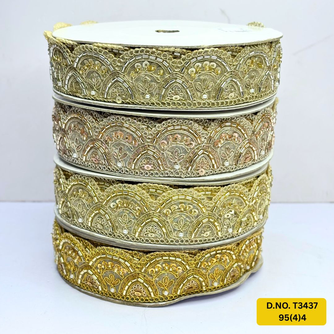 Royal Fancy Beaded Saree Lace for Kurti Dupatta
