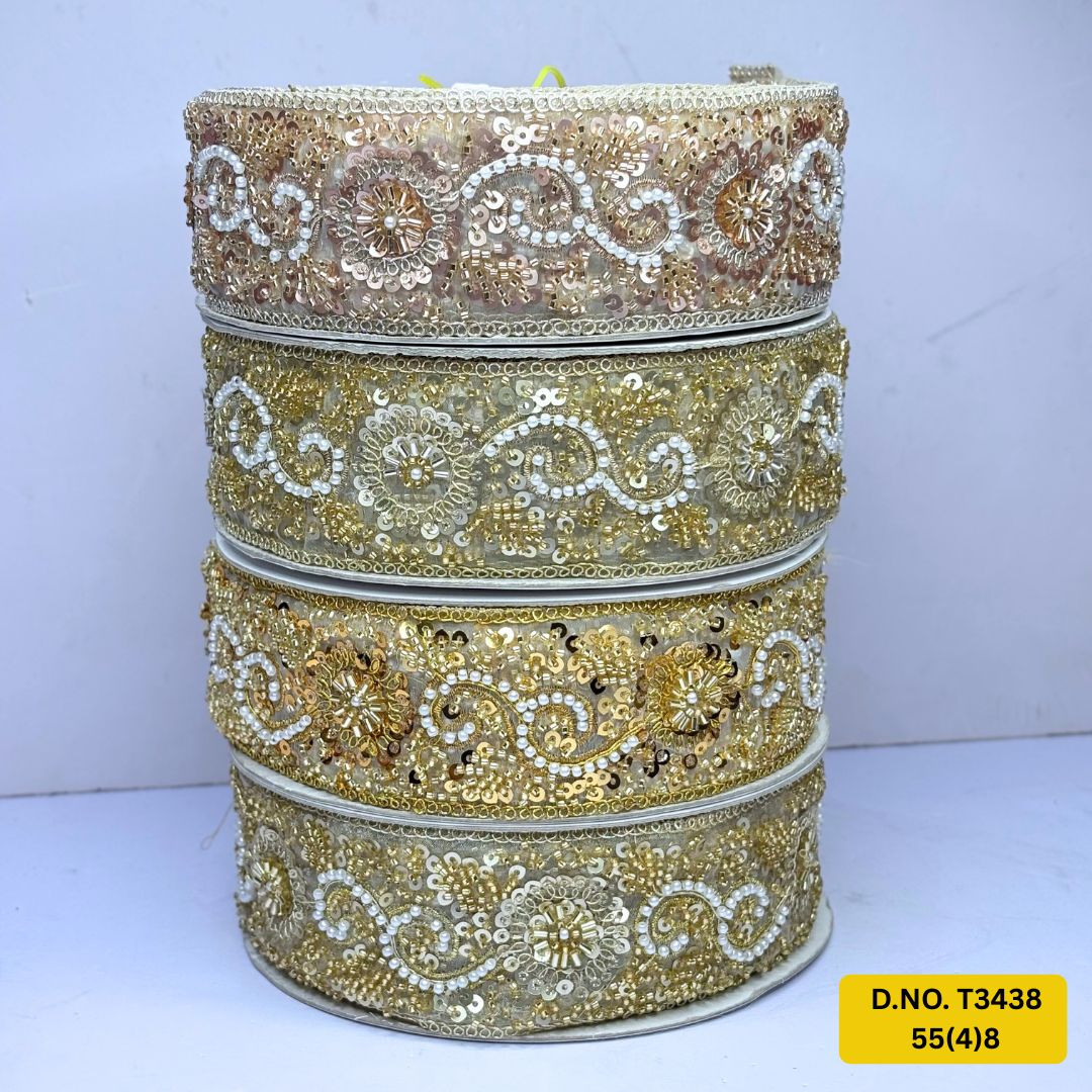 Luxury Decorative Pearl Lace Trim for Designer Outfits