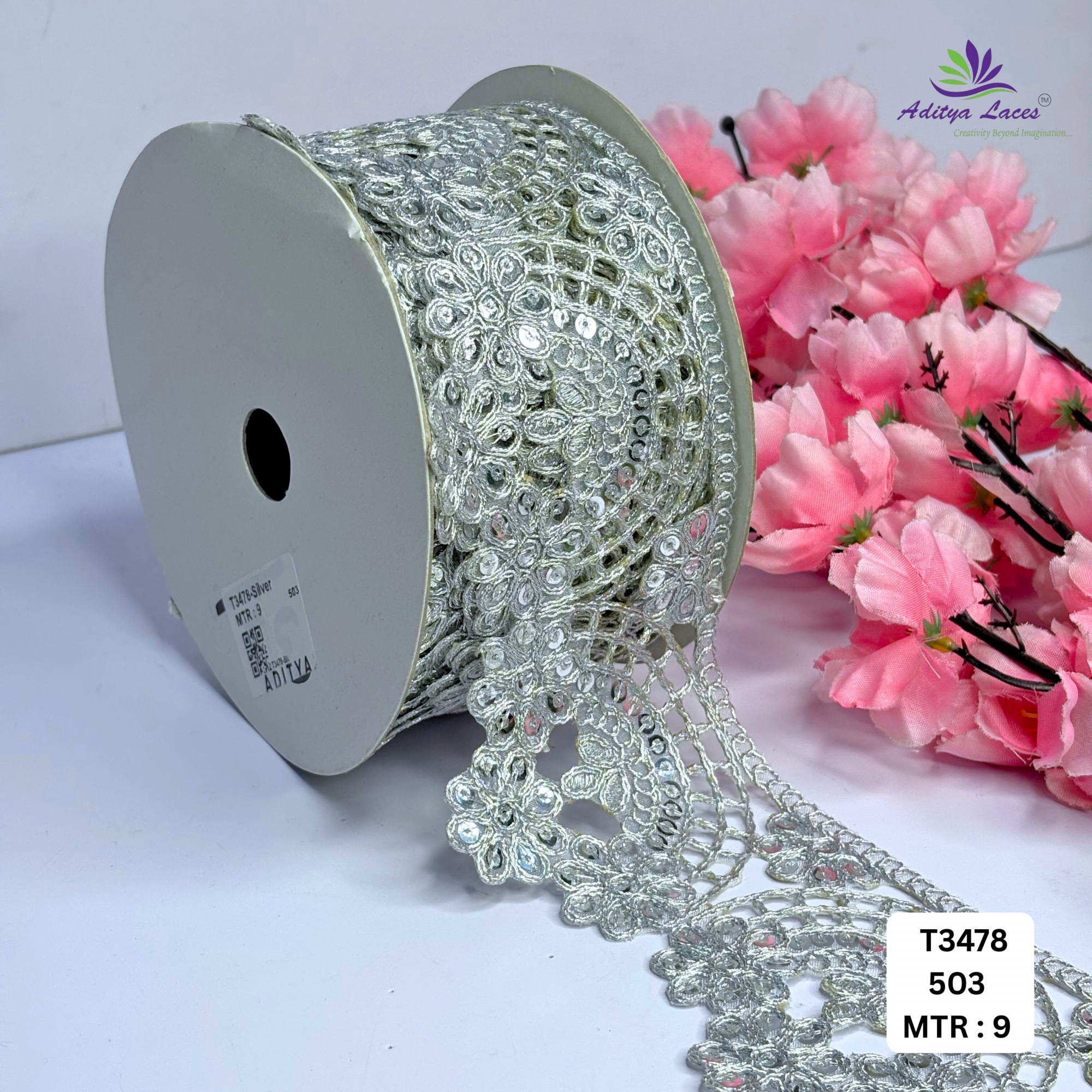 Royal Tissue Lace Border with Sequins Work for Saree Bridal Wear