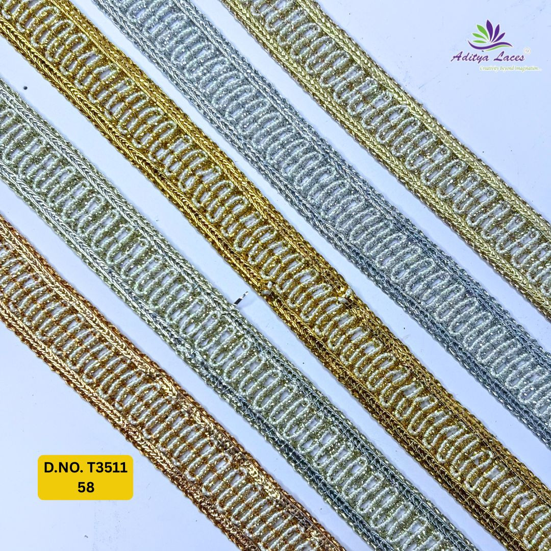 Decorative Readymade Lace Border with Zari Work for Saree Bridal Wear