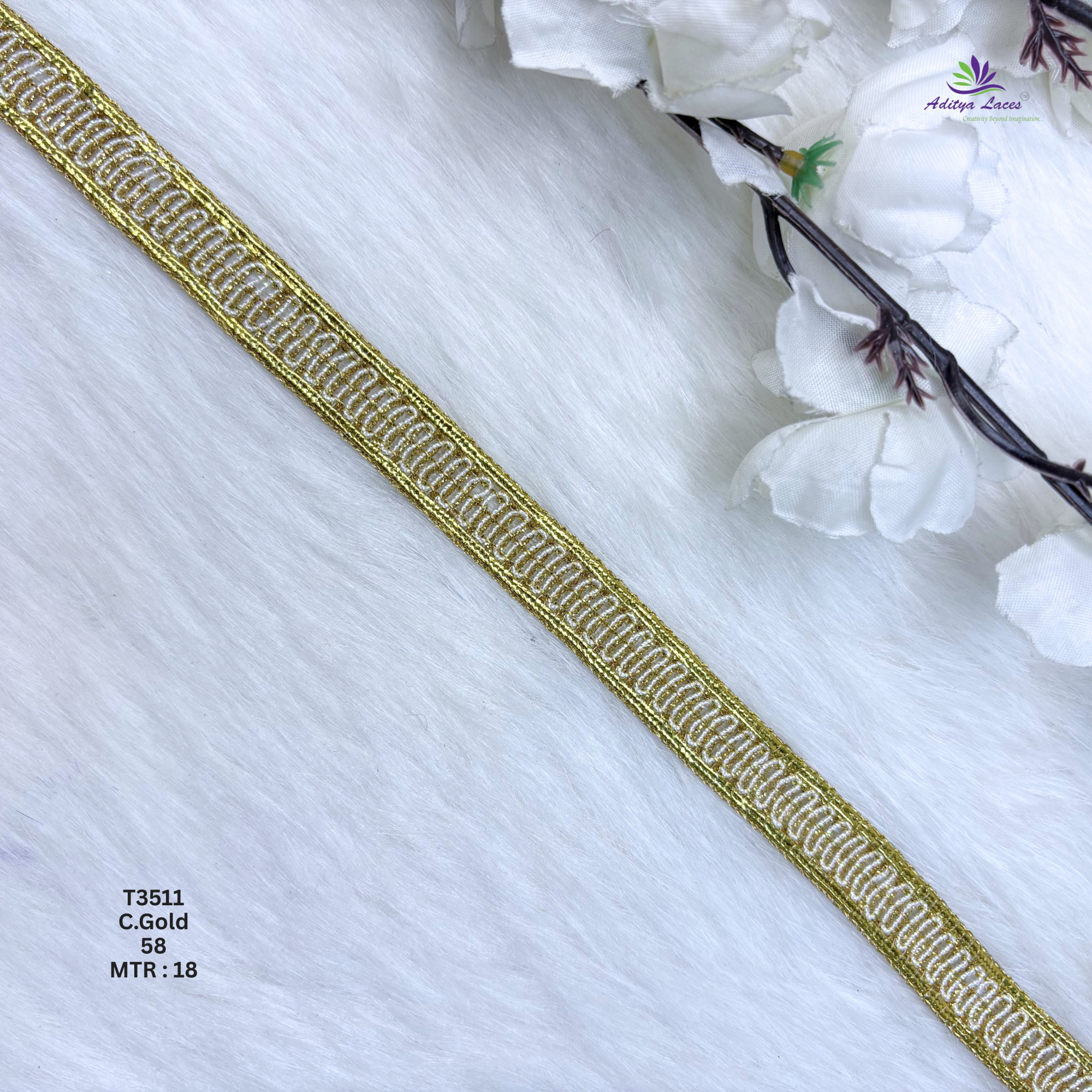 Decorative Readymade Lace Border with Zari Work for Saree Bridal Wear