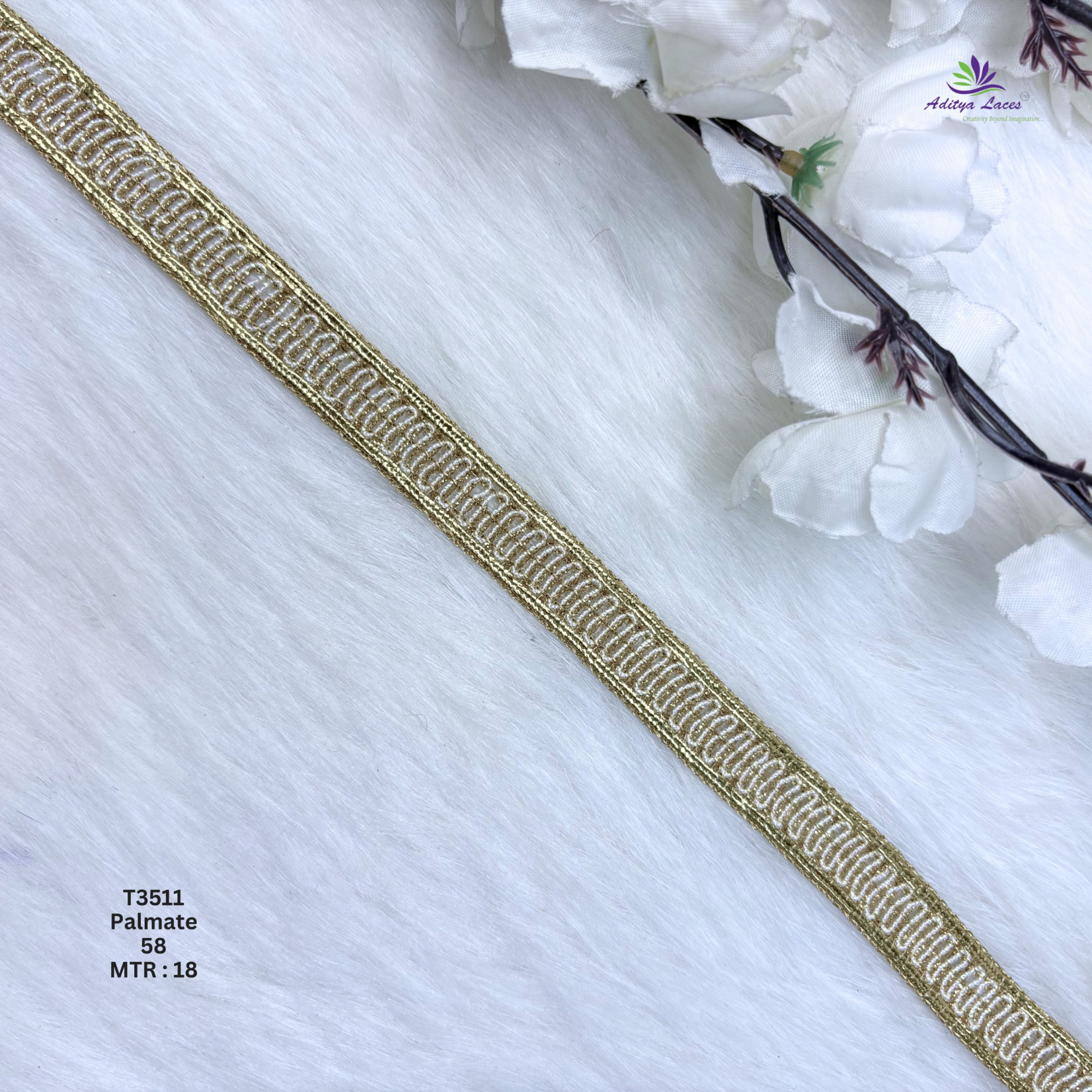 Decorative Readymade Lace Border with Zari Work for Saree Bridal Wear