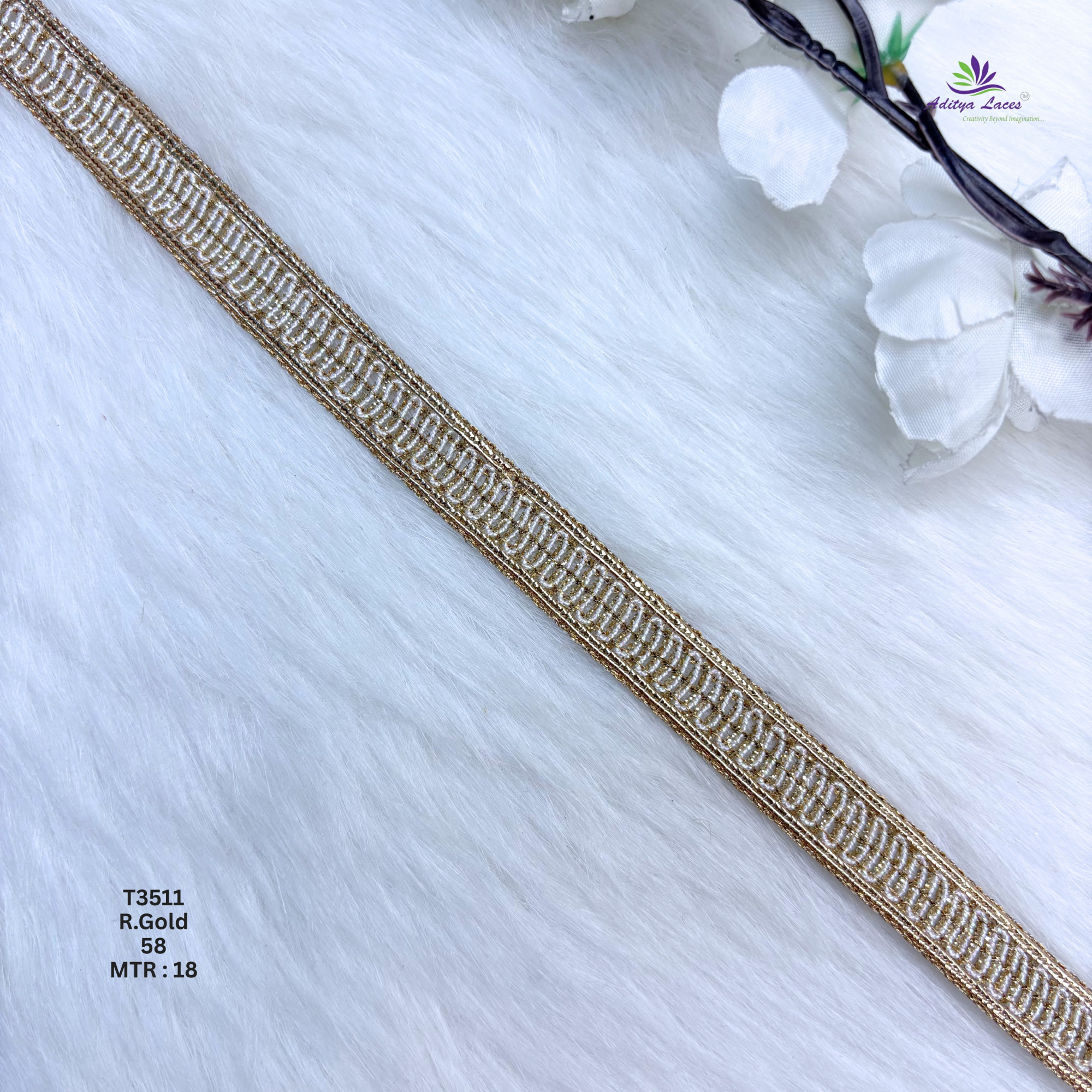Decorative Readymade Lace Border with Zari Work for Saree Bridal Wear