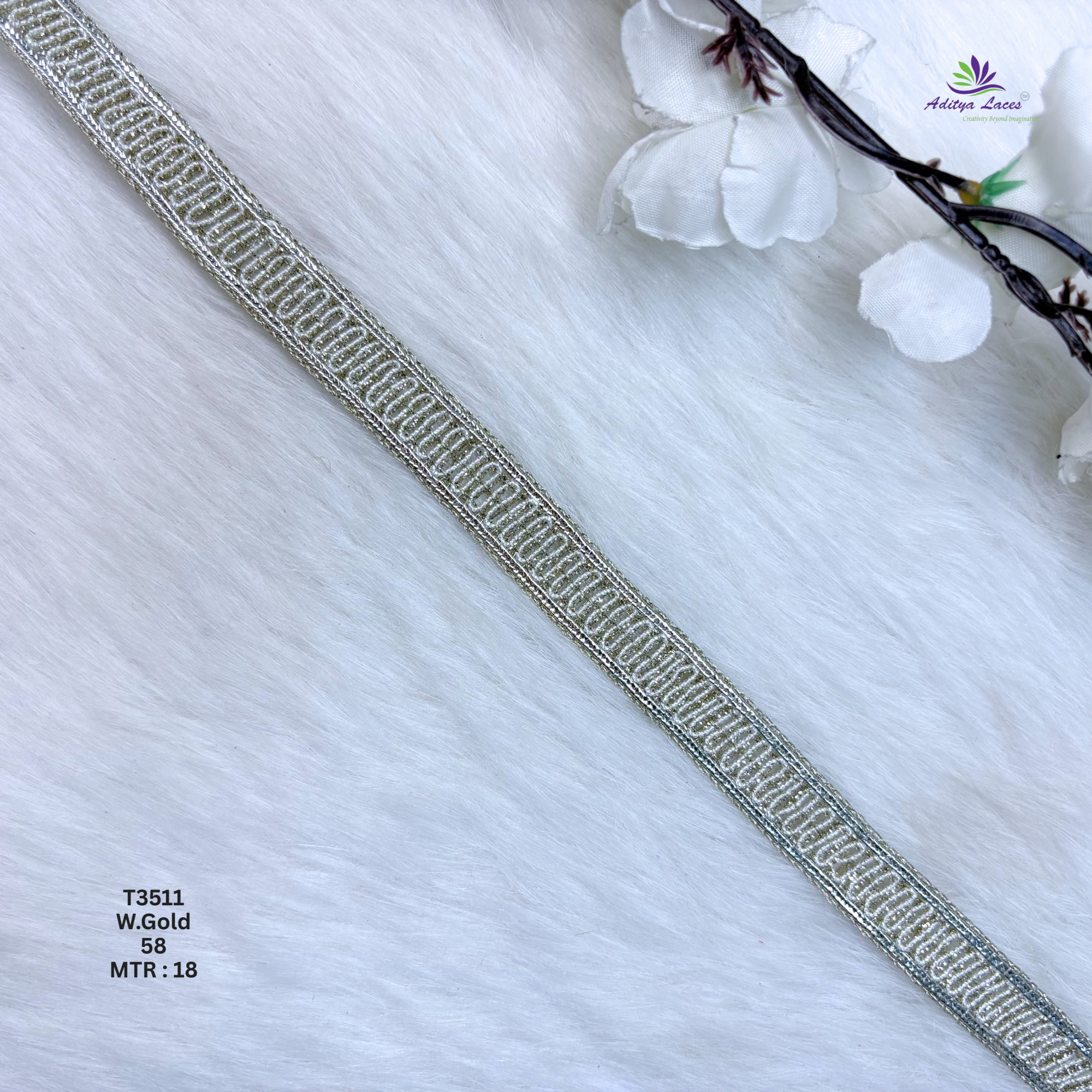 Decorative Readymade Lace Border with Zari Work for Saree Bridal Wear