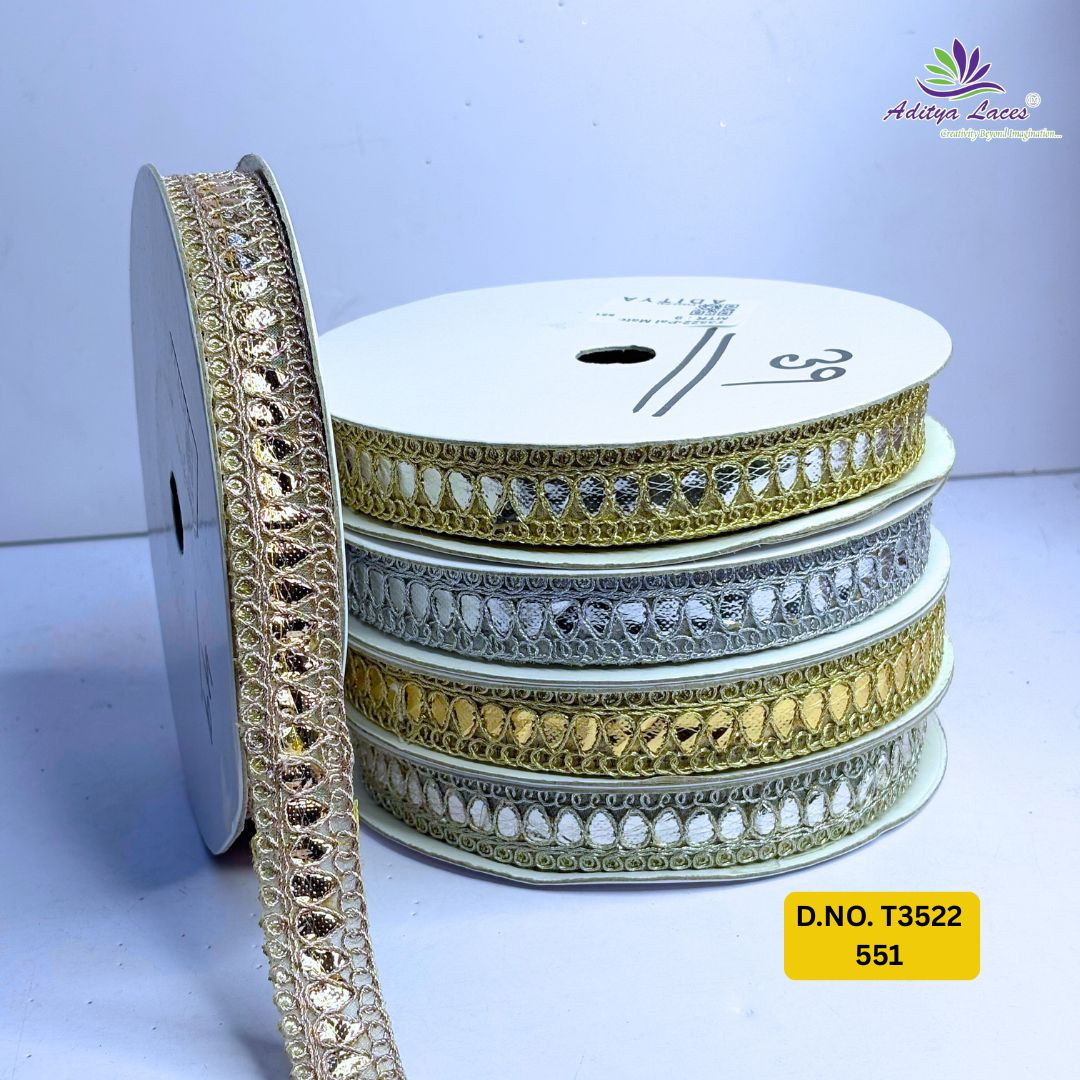 Elegant Gota Patti Lace Border for Saree Bridal Wear