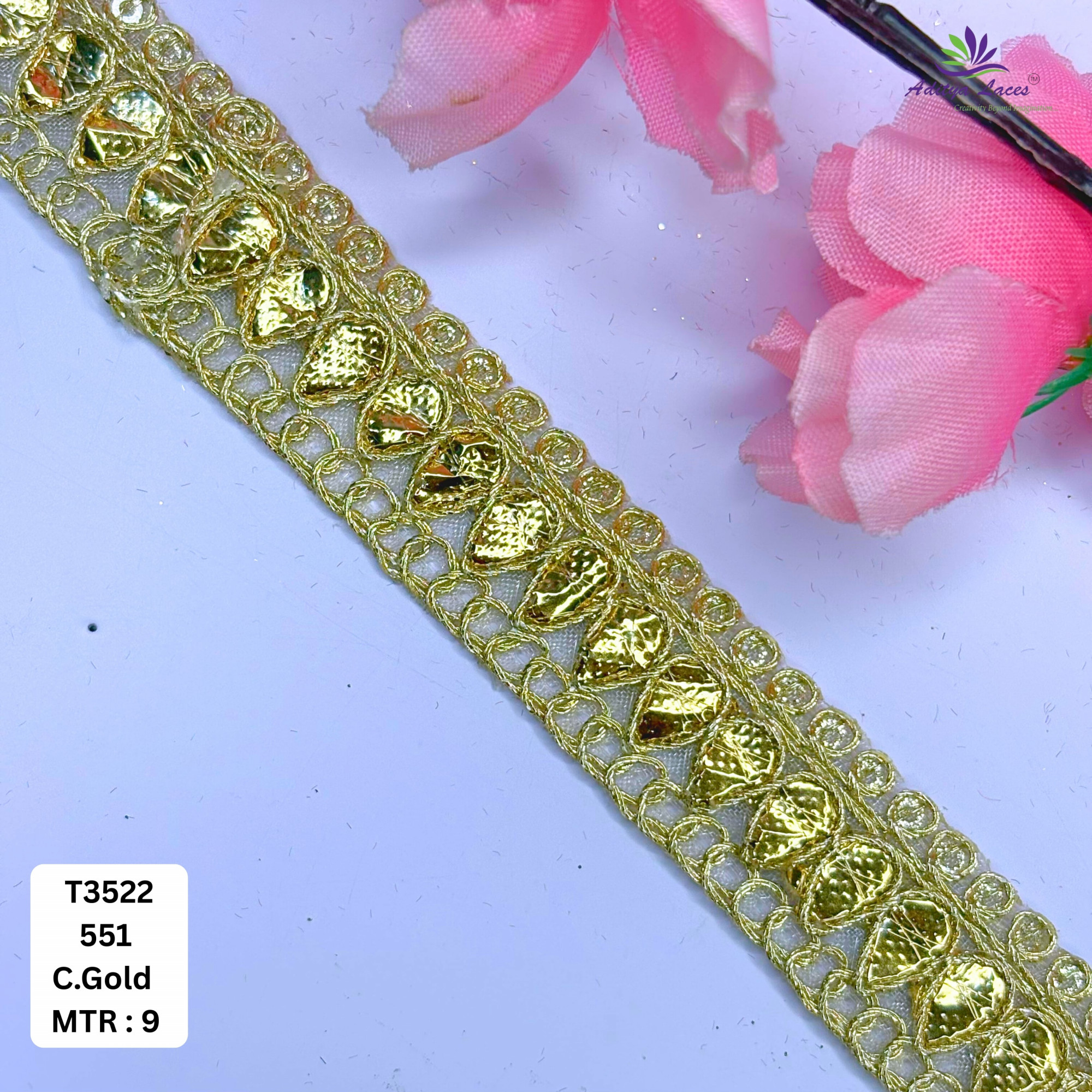 Elegant Gota Patti Lace Border for Saree Bridal Wear